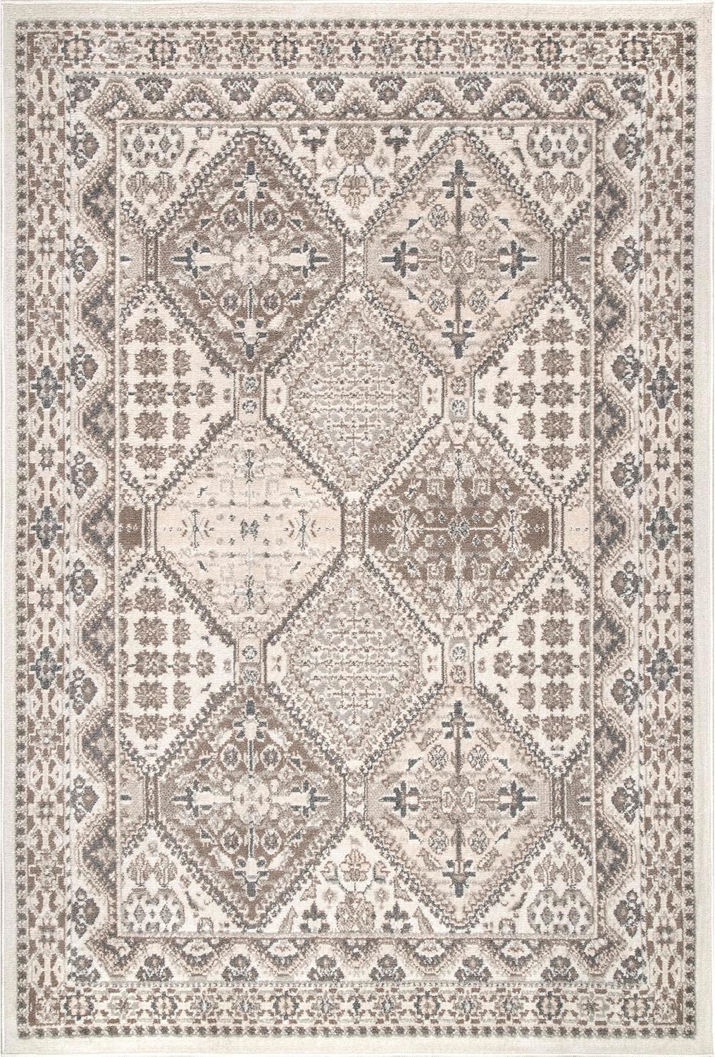 nuLOOM Becca – Alfombra tradicional con diseño de azulejos, de 3 x 5 pies, color beige