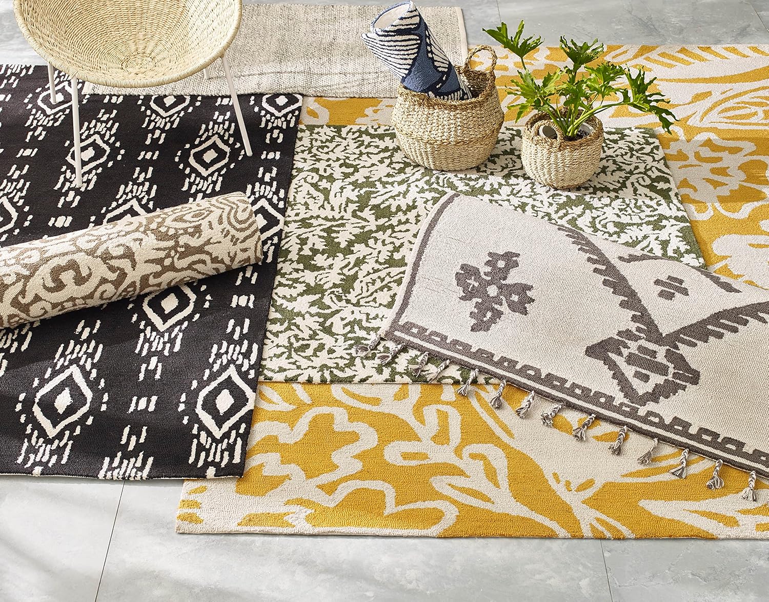 Fab Habitat Alfombra interior o exterior I Entryway, Living Comedor I Gancho a mano, resistente a las manchas, suave I Glamis – Amarillo mostaza, 3