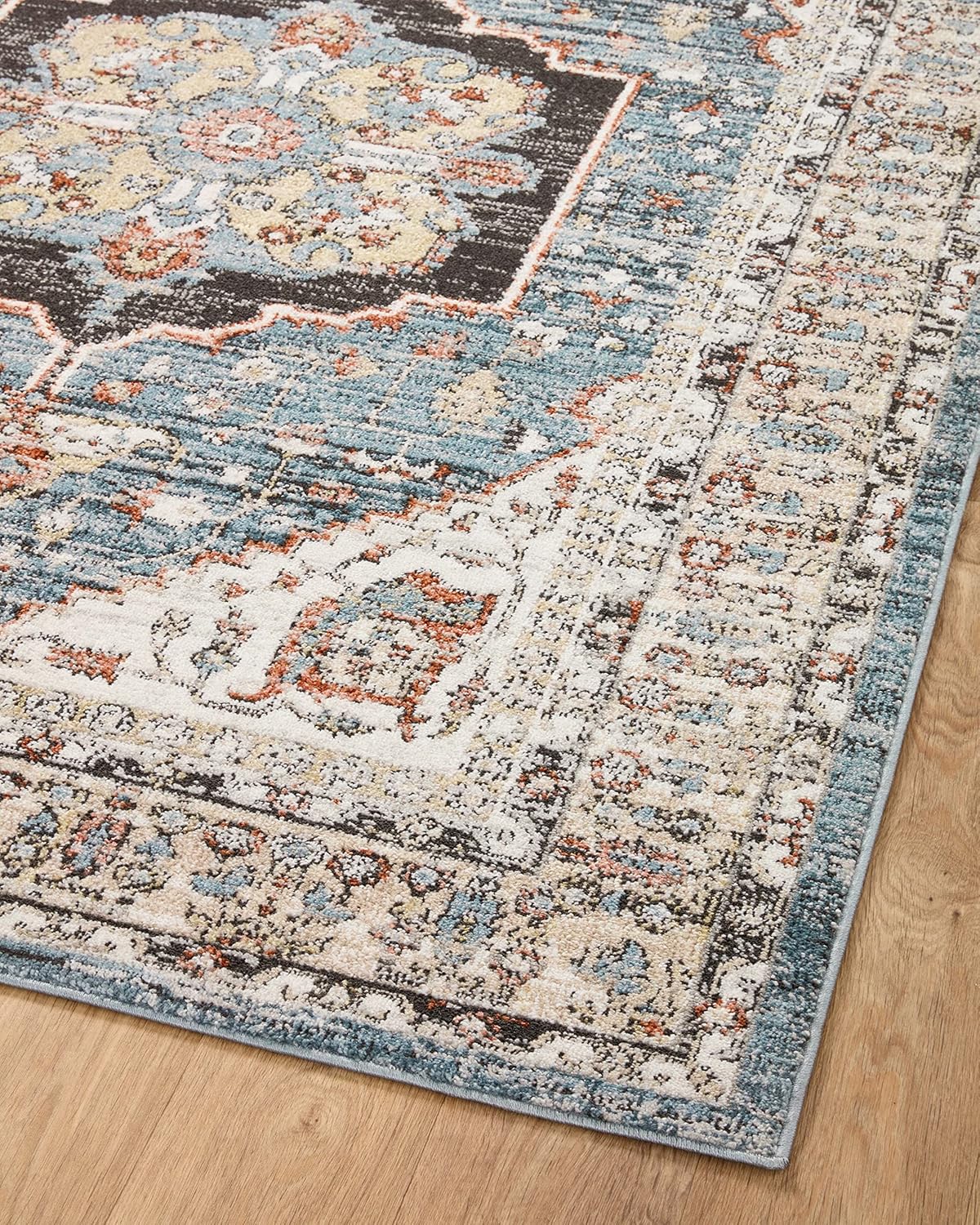 Loloi II Odette Collection ODT-06 SkyMulti – Alfombra redonda de 9 pies y 2 pulgadas x 9 pies y 2 pulgadas