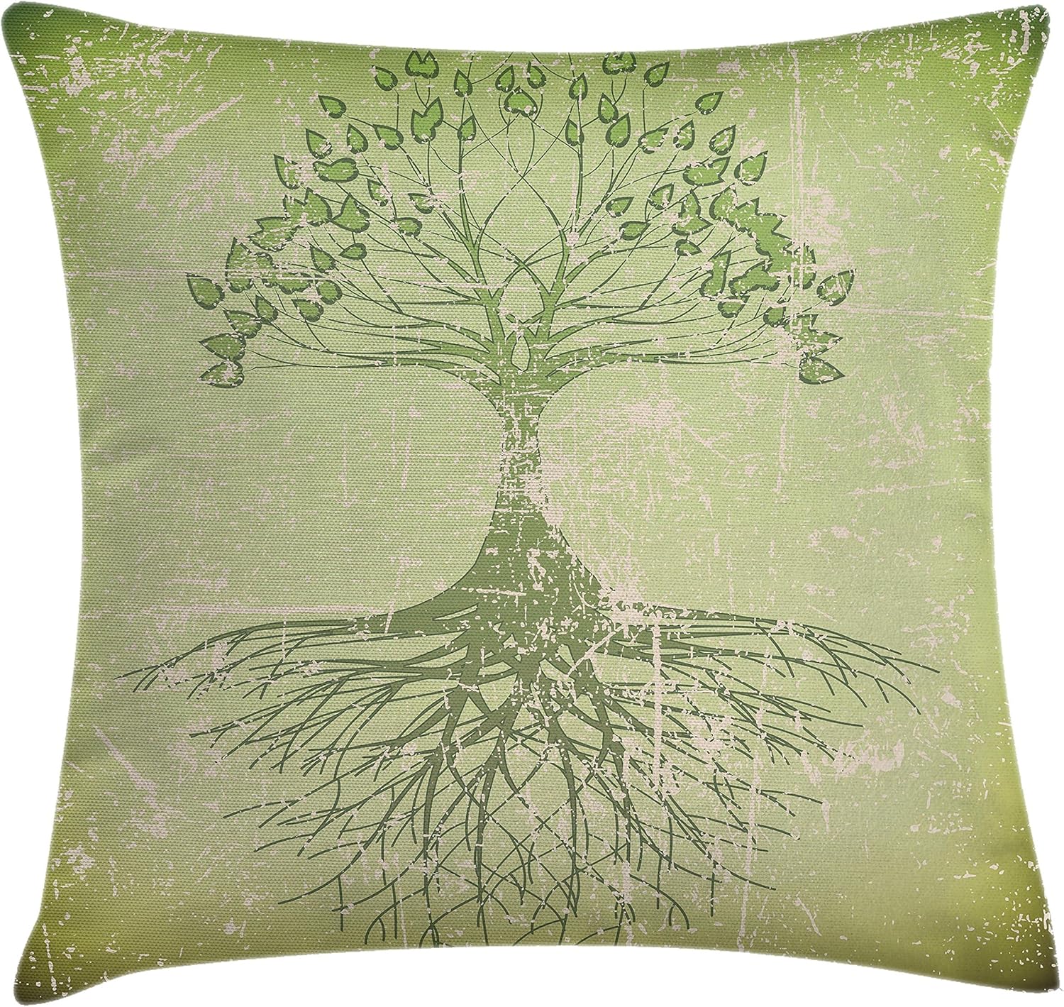 Ambesonne Funda de cojín con diseño de árbol de la vida, raíces en el suelo, reflejo de raíces en el suelo, diseño de sabiduría mística, aspecto
