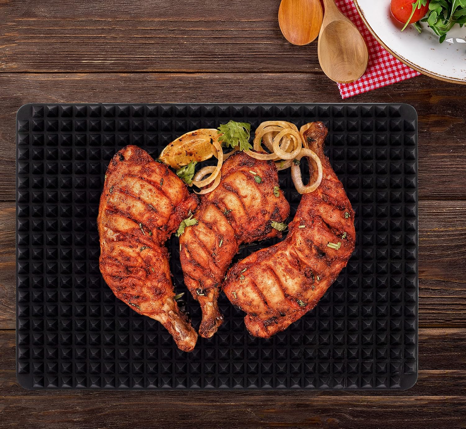 Bandeja piramidal de silicona, 16 x 11 pulgadas, alfombrilla grande de pirámide roja para hornear, bandeja para horno, bandeja para hornear,
