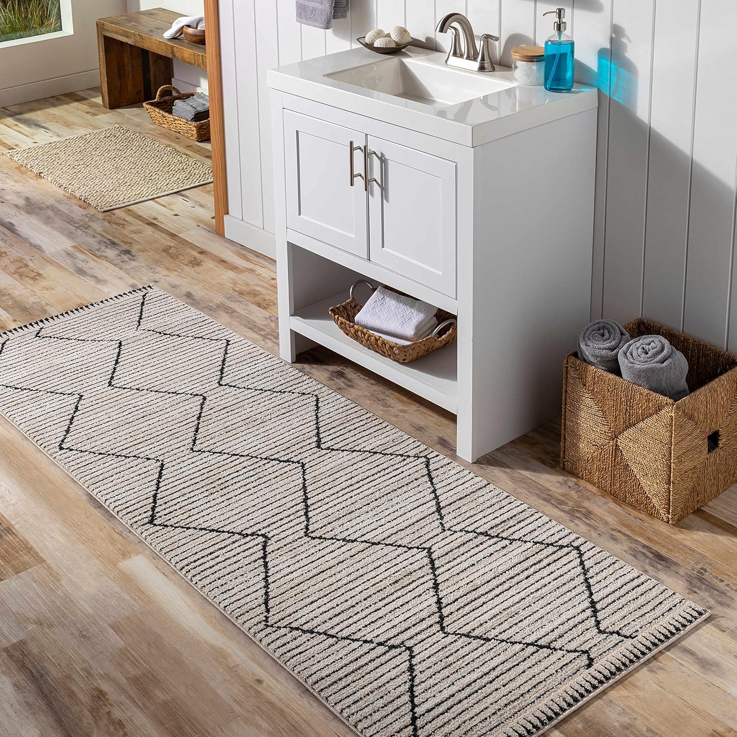 Hauteloom Casablanca Collection – Alfombra para sala de estar y dormitorio, acogedora alfombra marroquí de granja, color negro, marrón, beige, 5