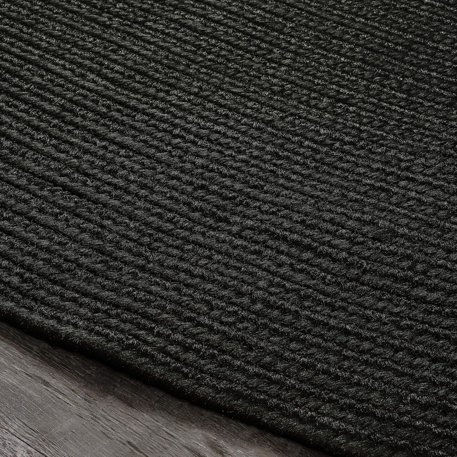 SUPERIOR Alfombra trenzada reversible para interiores y exteriores, 6 pies, redonda, color negro