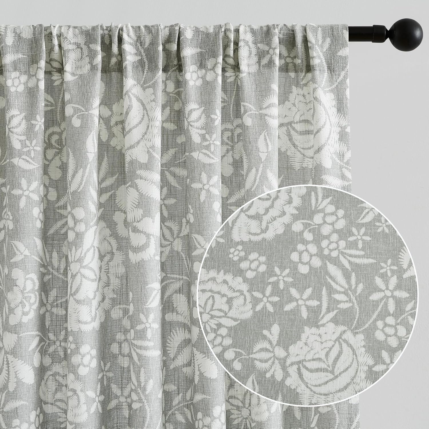 Vision Home Cortinas semitraslúcidas con bolsillo para barra y pestaña trasera, de lino jacobeo, con textura, filtrado de luz, cortinas blancas y