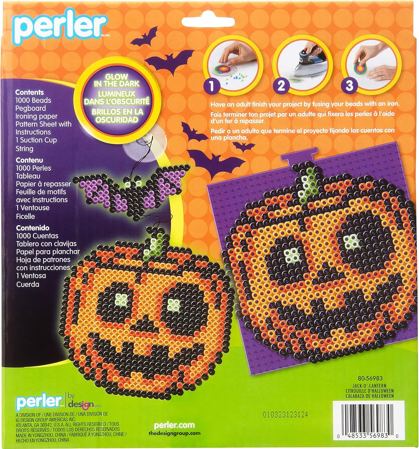 Perler Jack-O’-Lantern and Bat – Kit de cuentas fusibles, multicolor, 1006 piezas