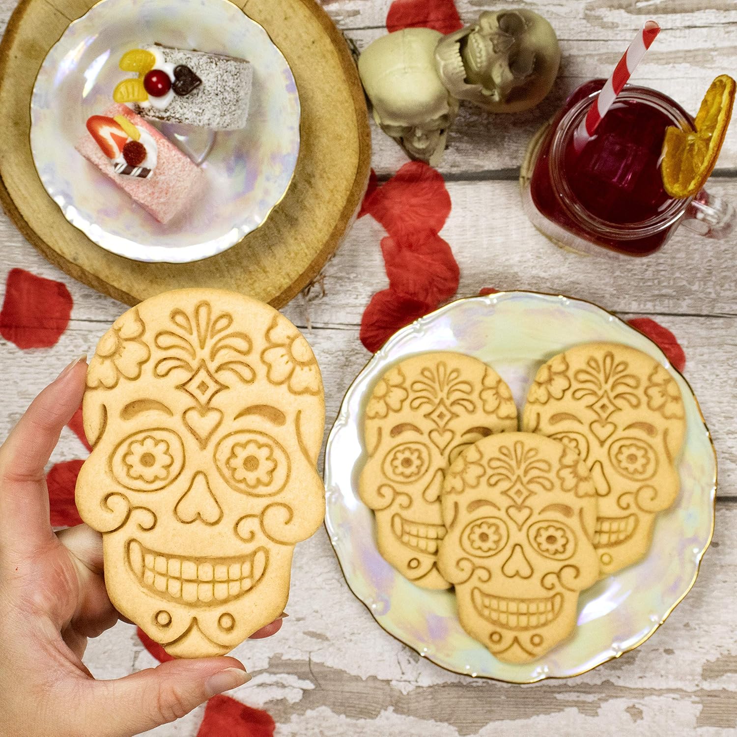 Floral Skull Day of the Dead cortador de galletas, 1 pieza – Bakerlogy