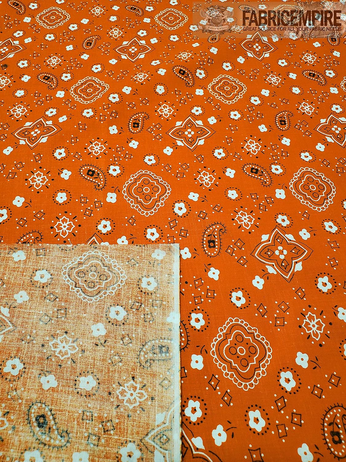 Tela con estampado de cachemira de polialgodón, 60 pulgadas de ancho, vendido por The Yard (naranja)