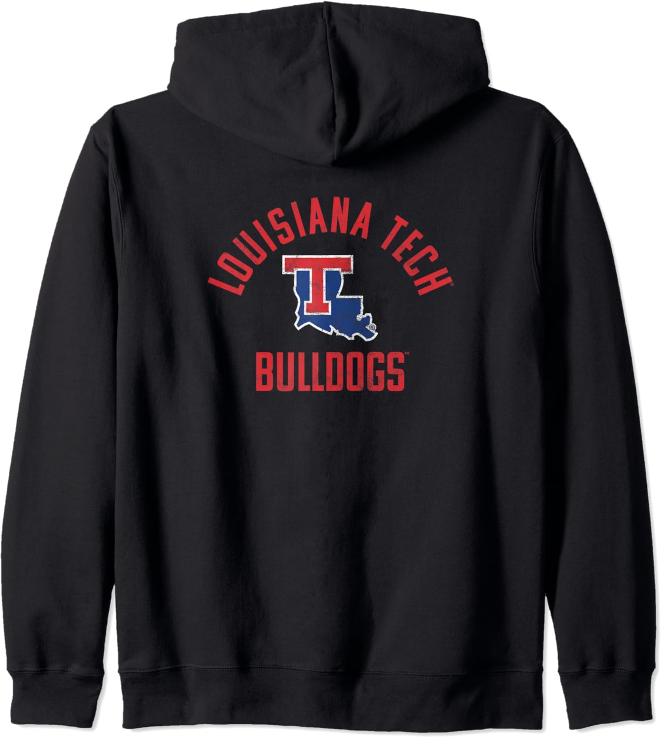 Louisiana Tech Bulldogs – Sudadera con capucha y cremallera grande, Negro –