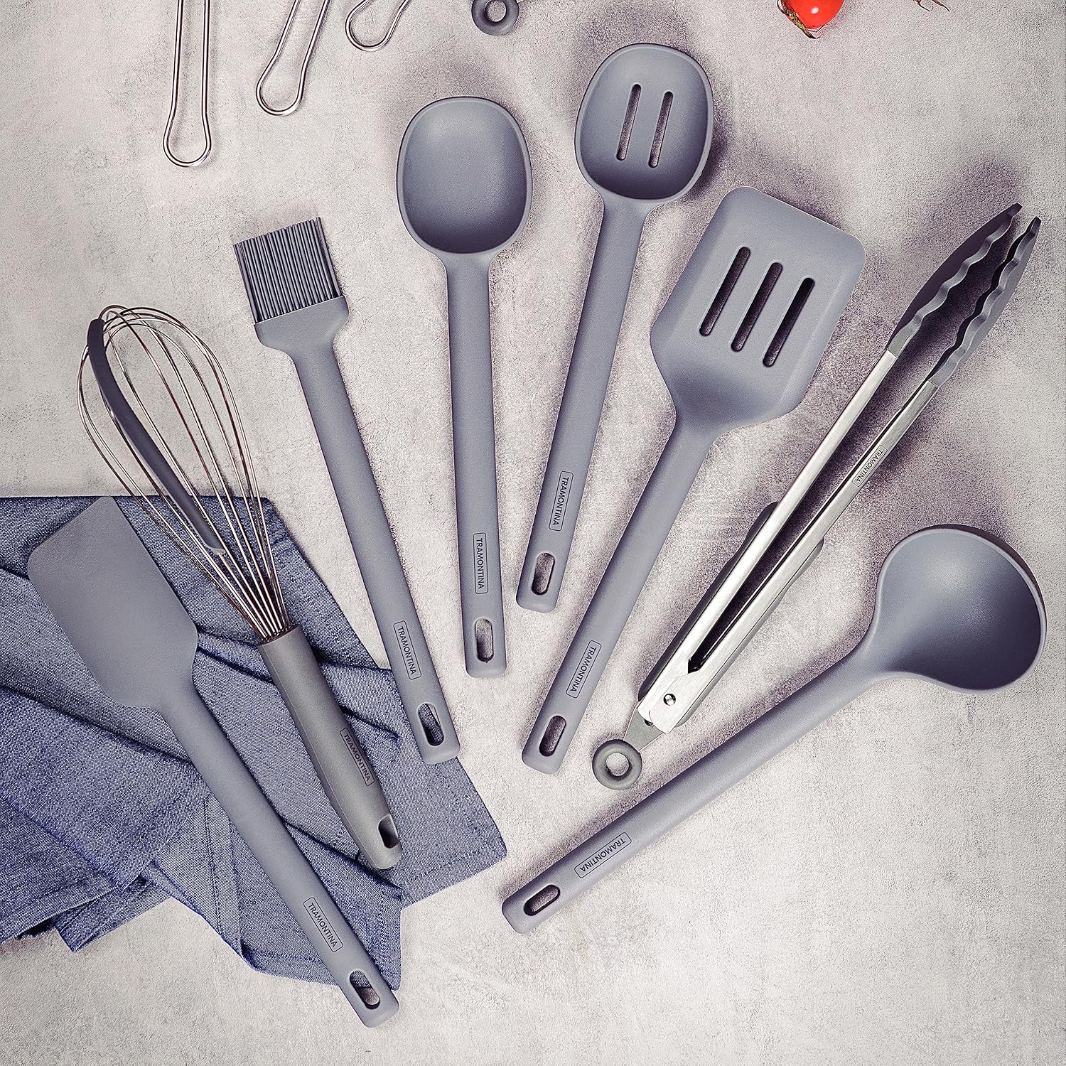Tramontina 25810160 TRAMONTINA 25810160 Perforated Turner Molde 11.8 inches (30 cm) Gray Silicone Turner Heat Resistant Dishwasher Safe Made in