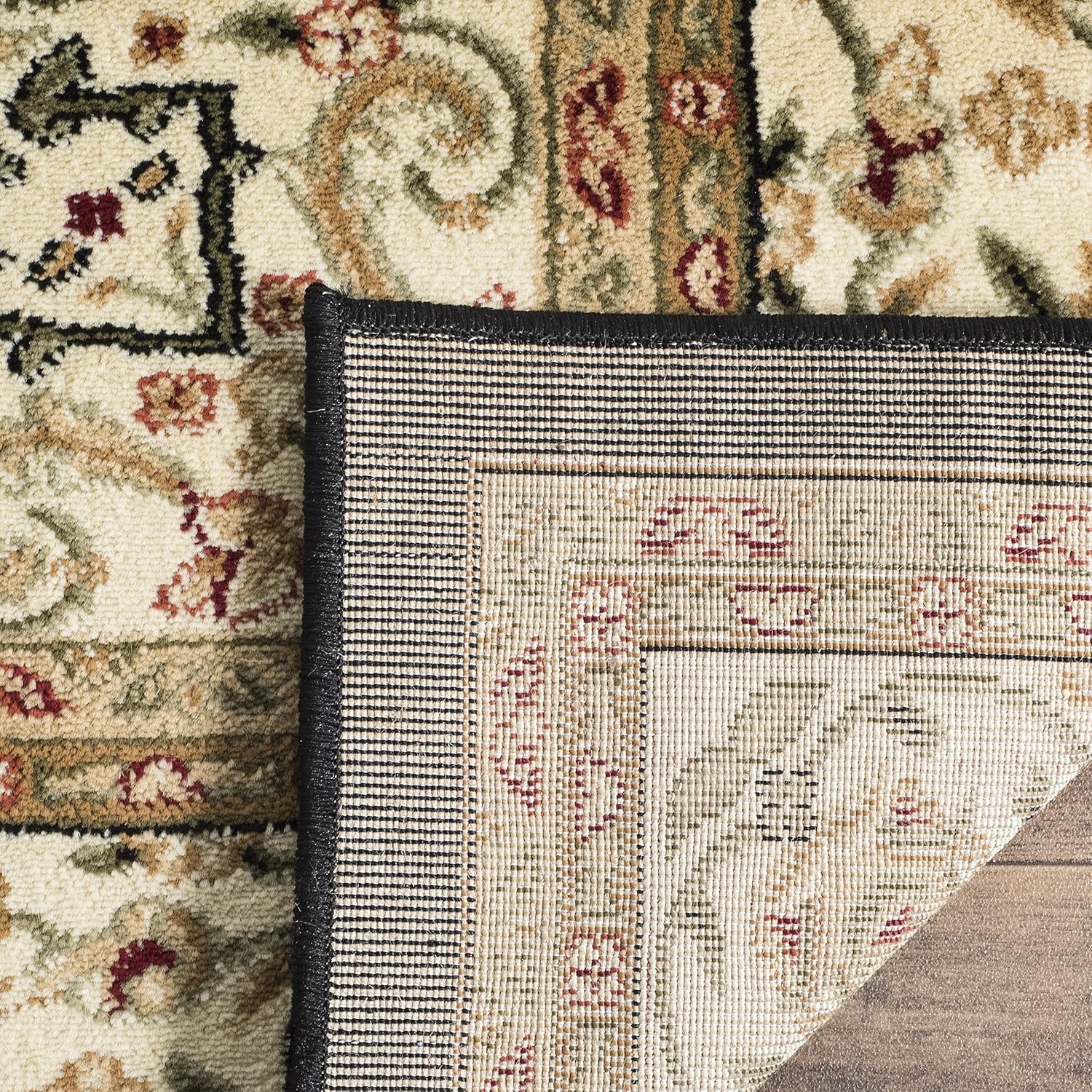 SAFAVIEH Lyndhurst Collection – Alfombra de pasillo, 2 pies 3 pulgadas x 6 pies, color negro y marfil, diseño oriental tradicional, no desprende