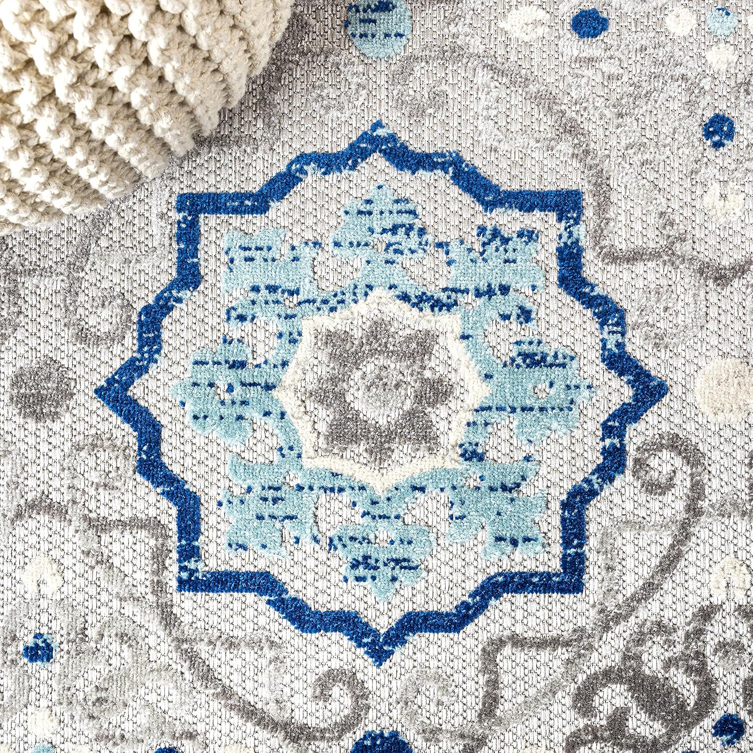 JONATHAN Y AMC101A-28 Medallón Mediterráneo para interiores y exteriores, alfombra bohemia floral fácil de limpiar, alto tráfico, dormitorio,