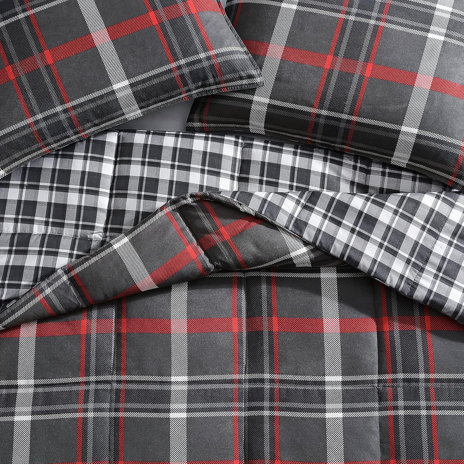 Eddie Bauer – Juego de edredón tamaño Queen, ropa de cama reversible a cuadros con fundas a juego, decoración del hogar para meses más fríos (gris