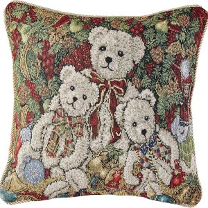 Violet Linen Tapiz decorativo con diseño de osos de peluche navideños, almohada de 18 x 18 pulgadas Violet Linen Tapiz decorativo con diseño de osos de peluche navideños, almohada de 18 x 18 pulgadas