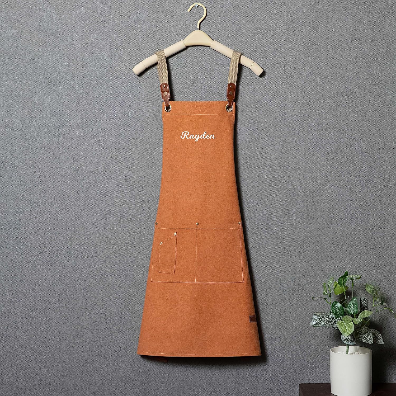 Delantal para hombres y mujeres, delantal de lona personalizado con bolsillos espaciosos, delantal unisex, cocina, jardinería, carpintería, regalo
