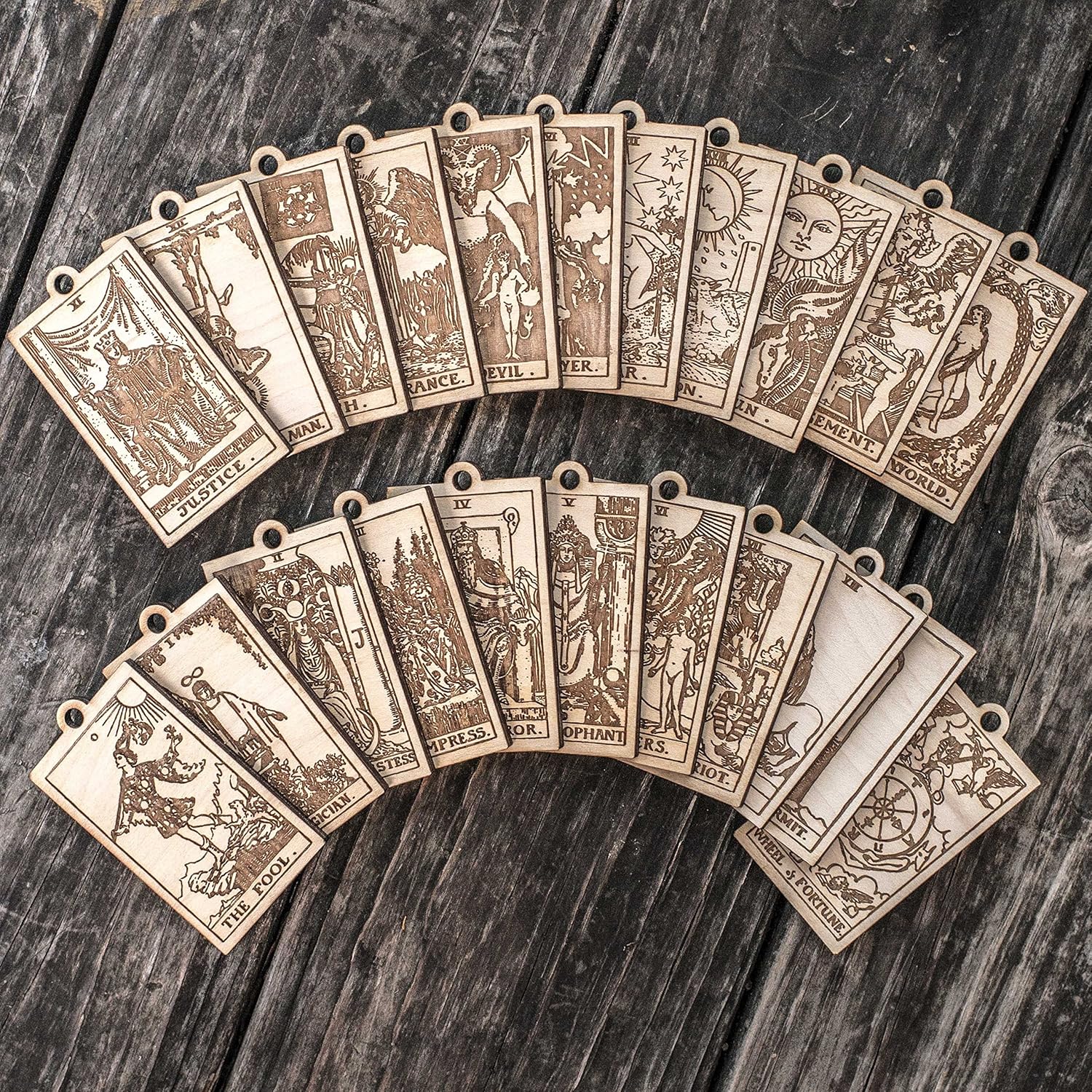 Ornament – Tarot Deck – Set of 78 – Raw Wood 2x3in