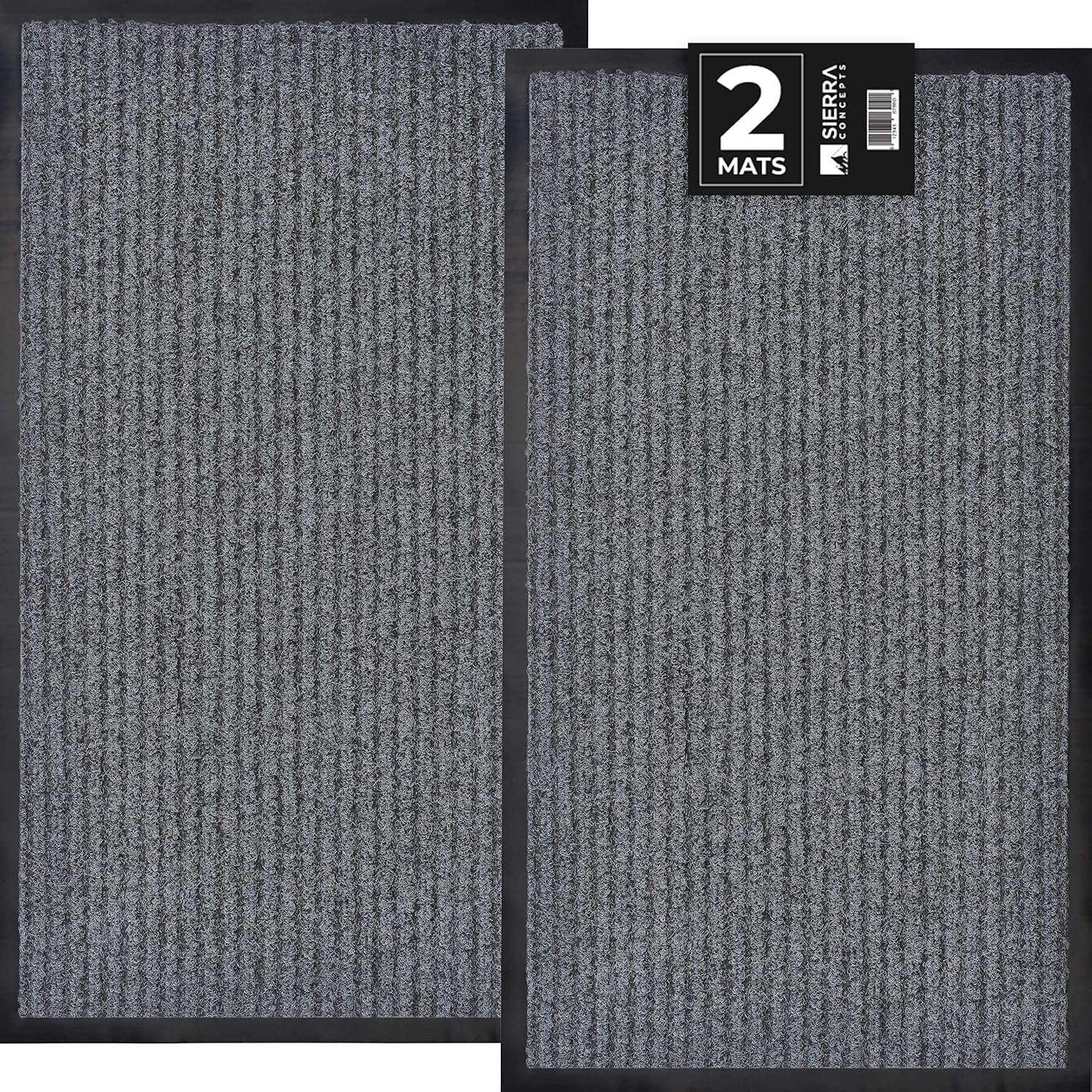 2-Pack Front Door Mat – Large 36 x 24 Welcome Indoor Outdoor Entryway Mats for Shoe Scraper, Ideal for Inside Outside High Traffic Area, Gray