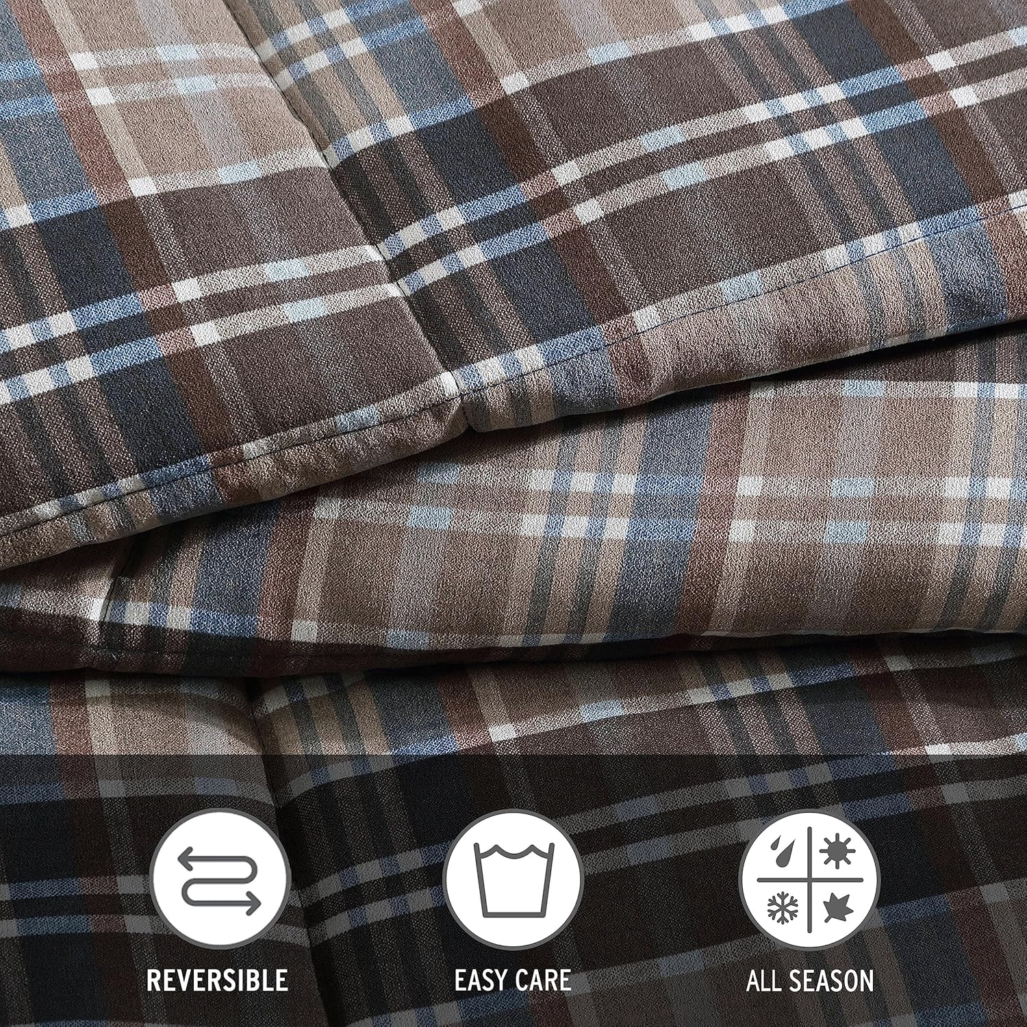 Eddie Bauer – Juego de funda de edredón tamaño individual, juego de ropa de cama reversible de microgamuza con fundas a juego, decoración casual del