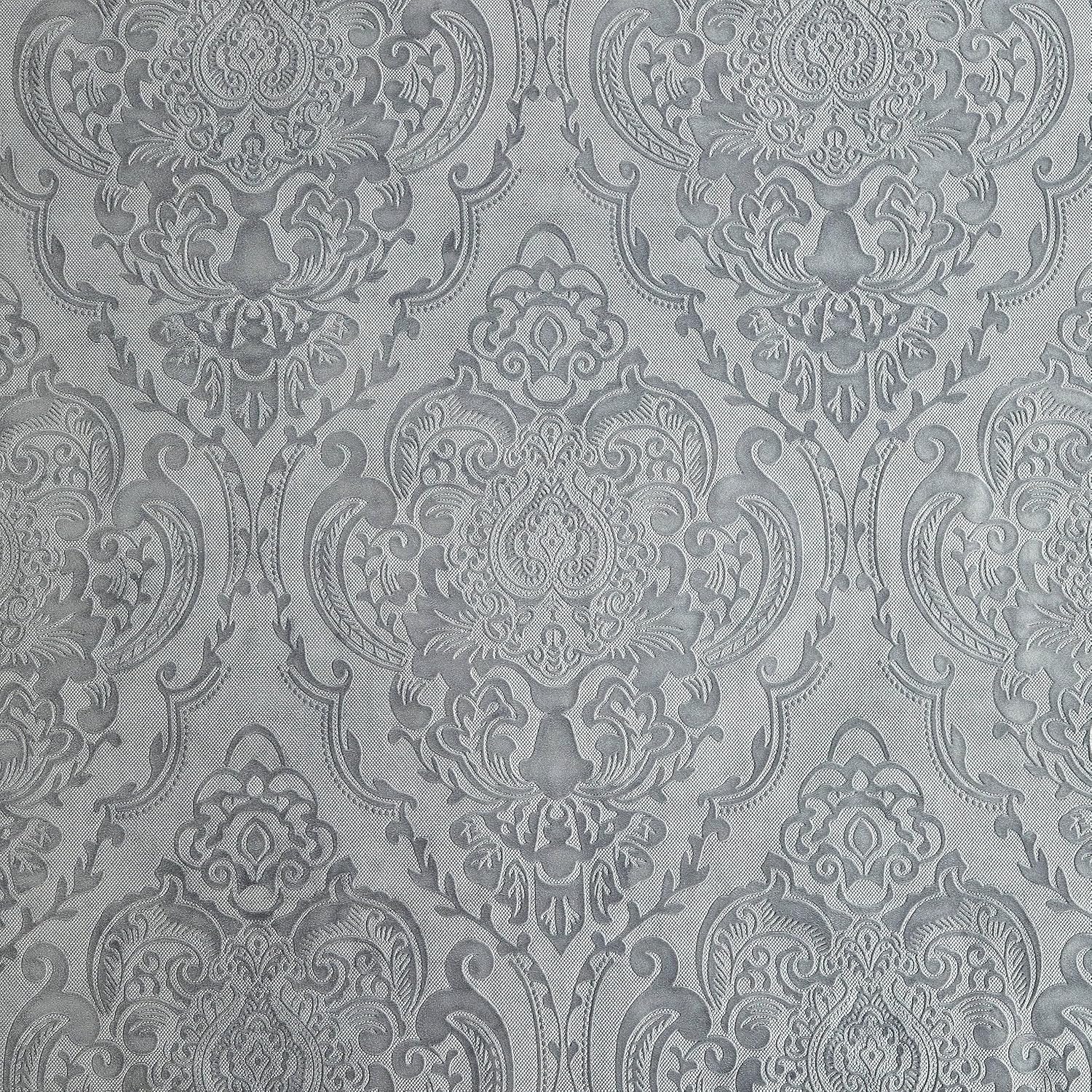 GIGIZAZA Cortinas de terciopelo gris de 96 pulgadas de largo para sala de estar, 2 paneles de cortinas bohemias de lujo con estampado de flores en