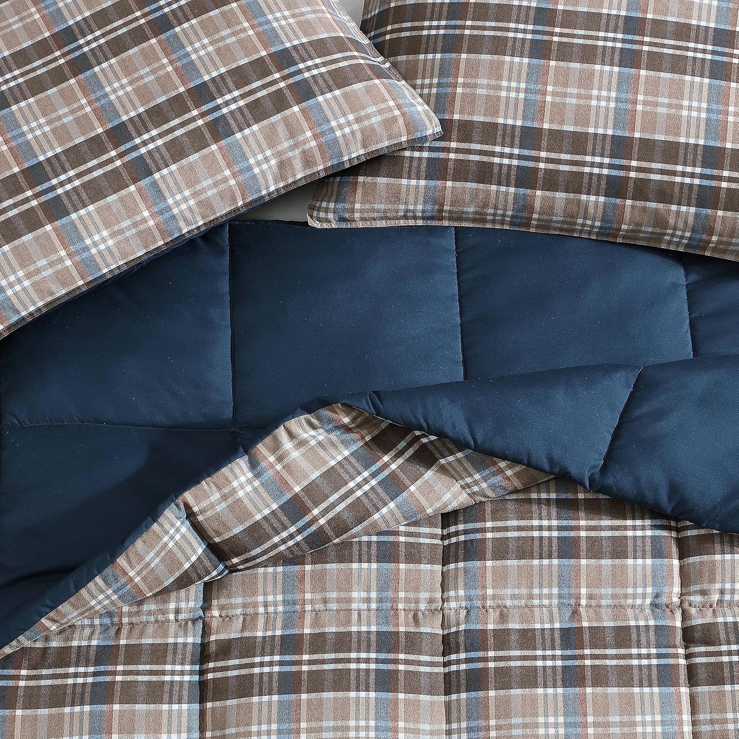 Eddie Bauer – Juego de funda de edredón tamaño individual, juego de ropa de cama reversible de microgamuza con fundas a juego, decoración casual del