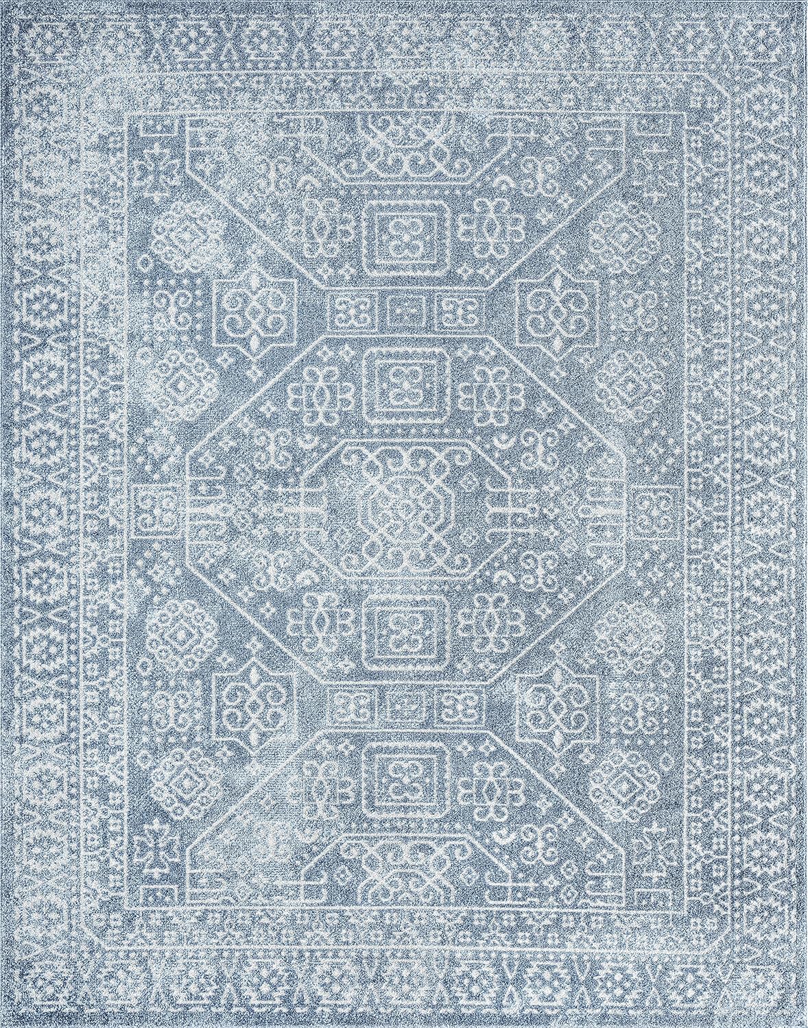 Mabel – Alfombra de área azul de 5 x 7 pies, 5 x 7, alfombra de área para sala de estar, comedor, alfombra de dormitorio, alfombra de entrada
