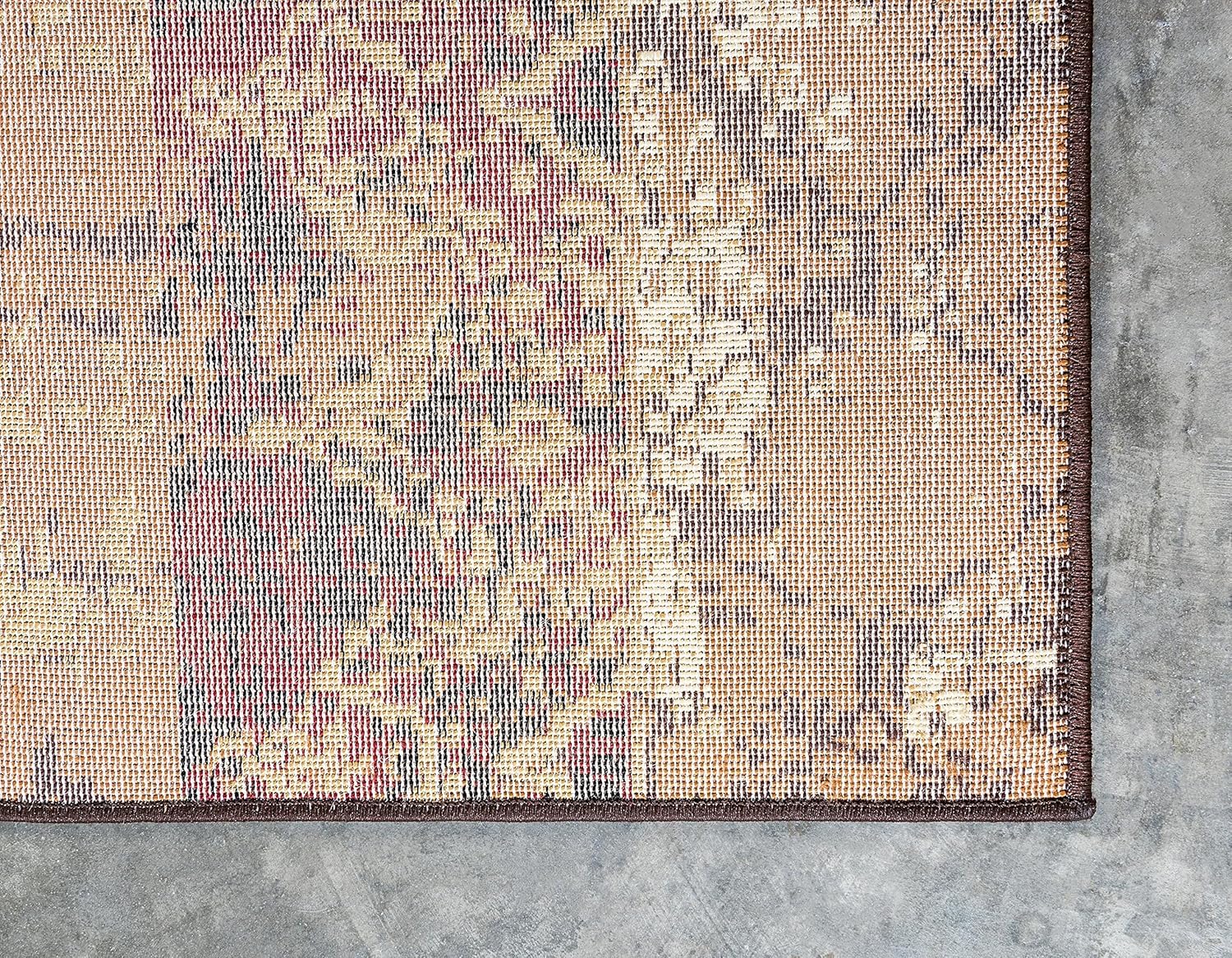 Unique Loom Barista Collection – Alfombra moderna a cuadros, contemporánea, multicapas, Polipropileno, BeigeMarrón