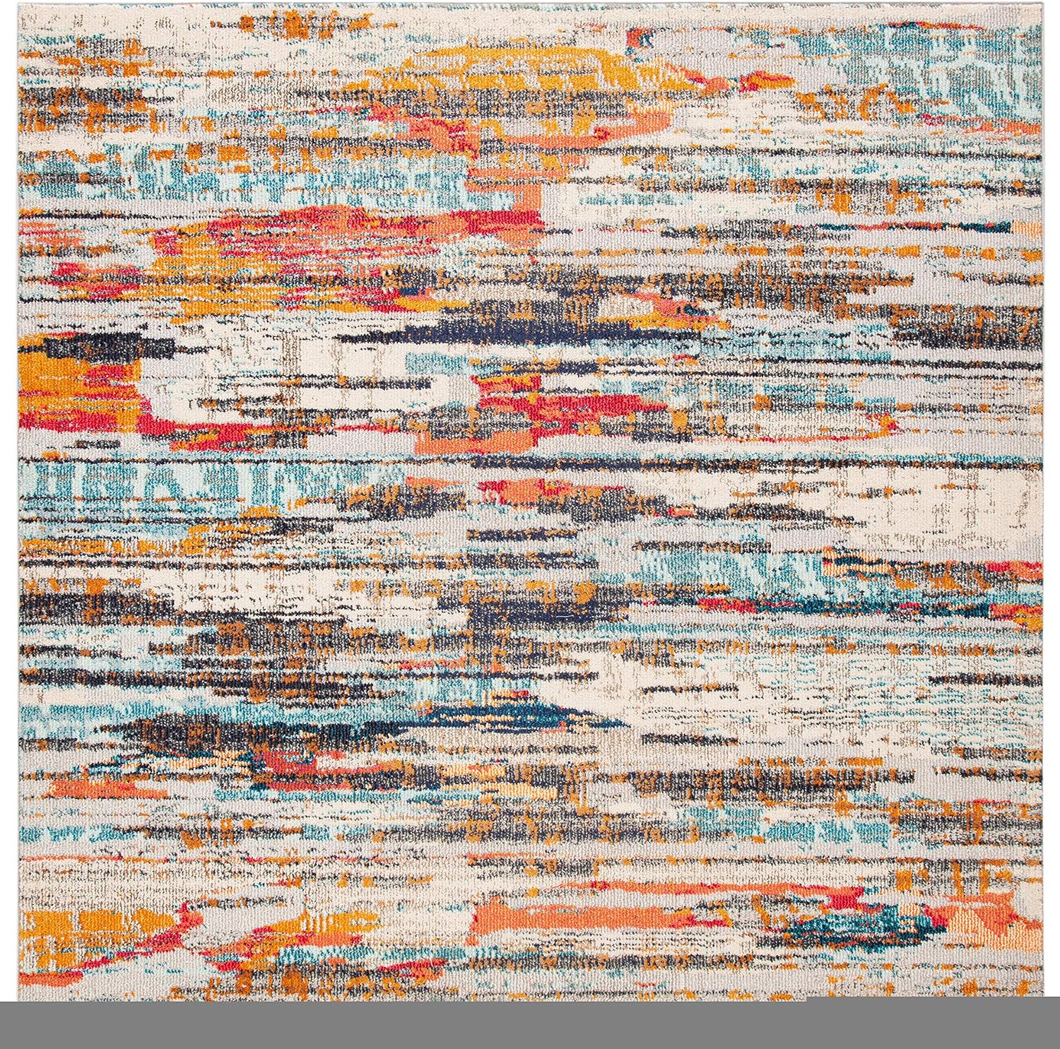SAFAVIEH Madison Collection MAD419C – Alfombra cuadrada de 3 pies color marfilmulticolor, bohemio, abstracto, envejecido, no desprende pelusa, para