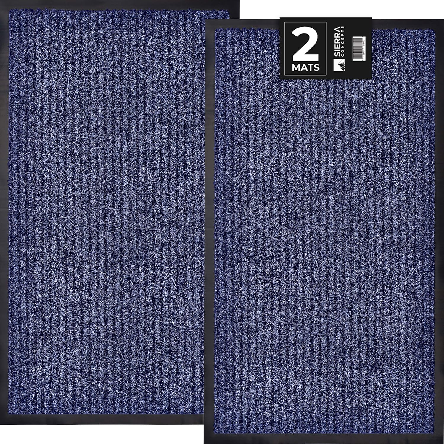 Sierra Concepts juego de 2tapetes acanalados para puerta delantera, color azul, para interiores y exteriores, tapete de bienvenida para la entrada,