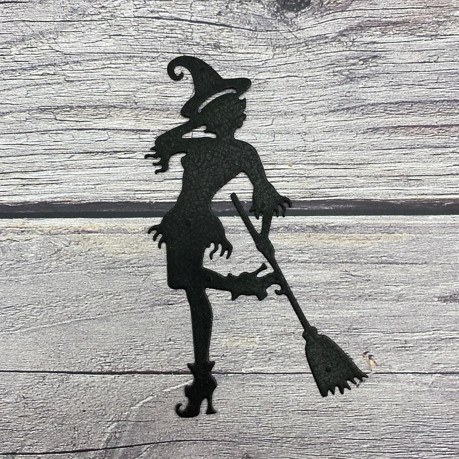 Muere de corte de metal con silueta de bruja de Halloween sexy para hacer tarjetas, álbumes de recortes, bricolaje, regalo de manualidades de papel,
