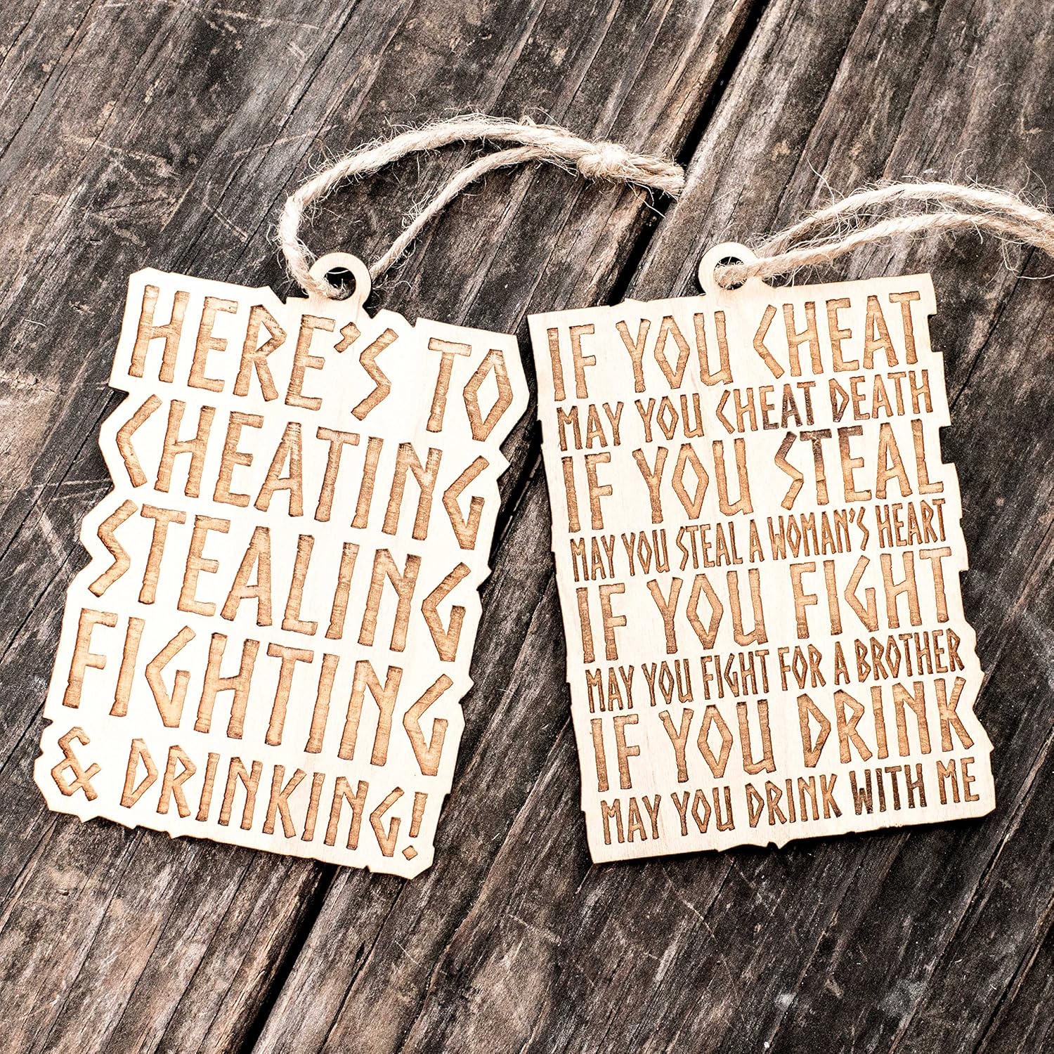 Ornament – Viking Toast – Set Raw Wood 3x4in
