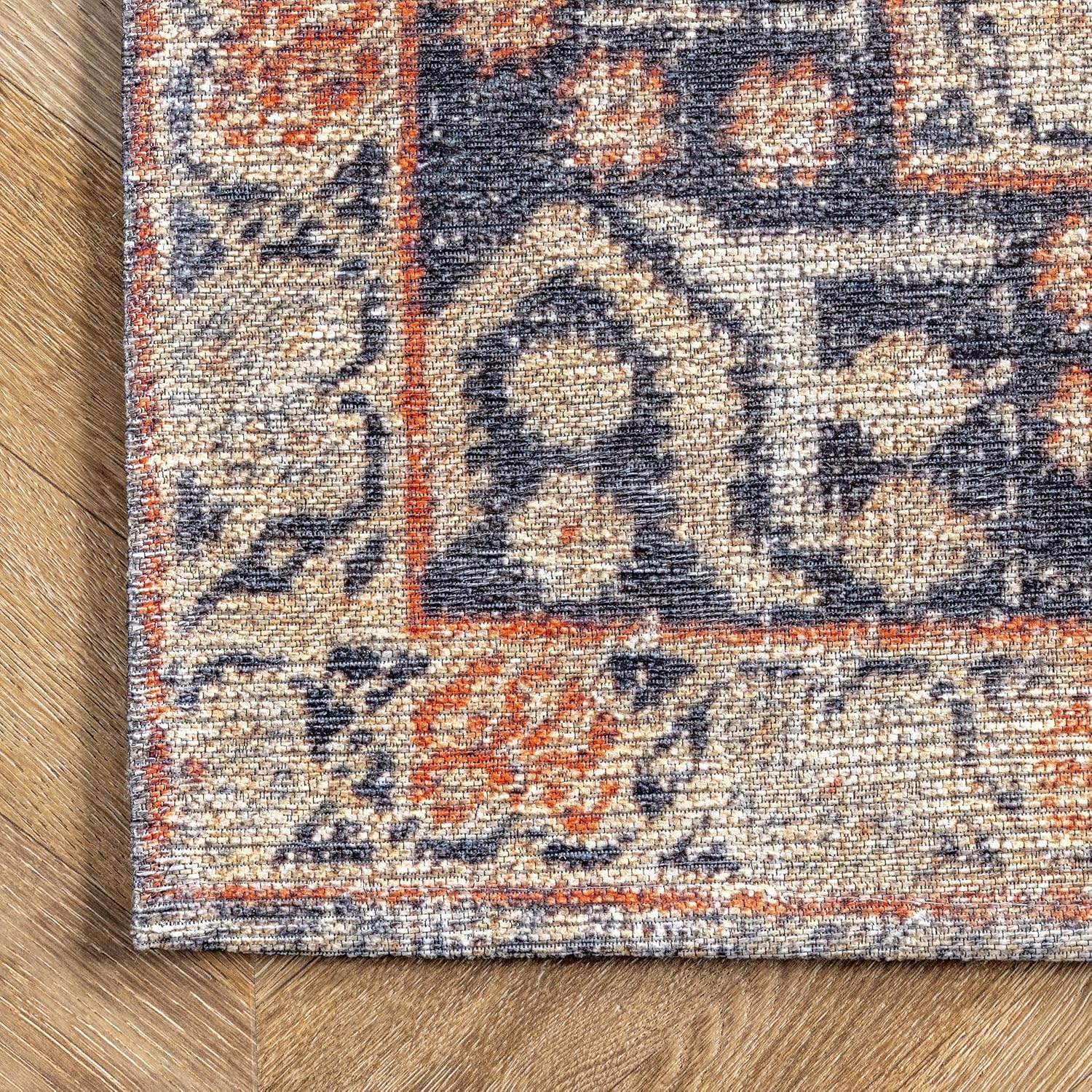 nuLOOM Esmeralda – Alfombra envejecida de medallón, 5 x 8 pies, color naranja