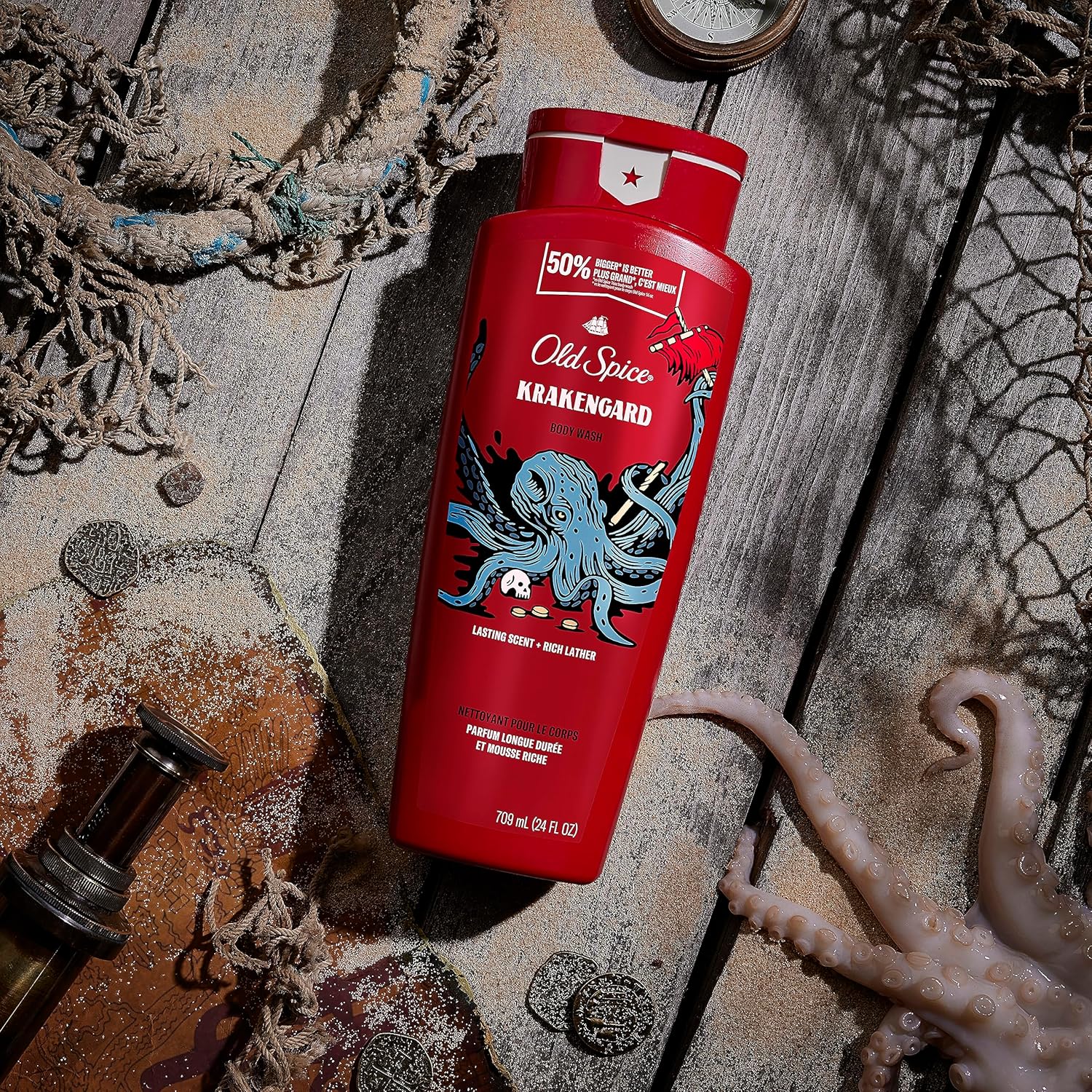 Old Spice Jabón corporal para hombre, Krakengard, espuma de larga duración, 24 onzas líquidas (paquete de 4)