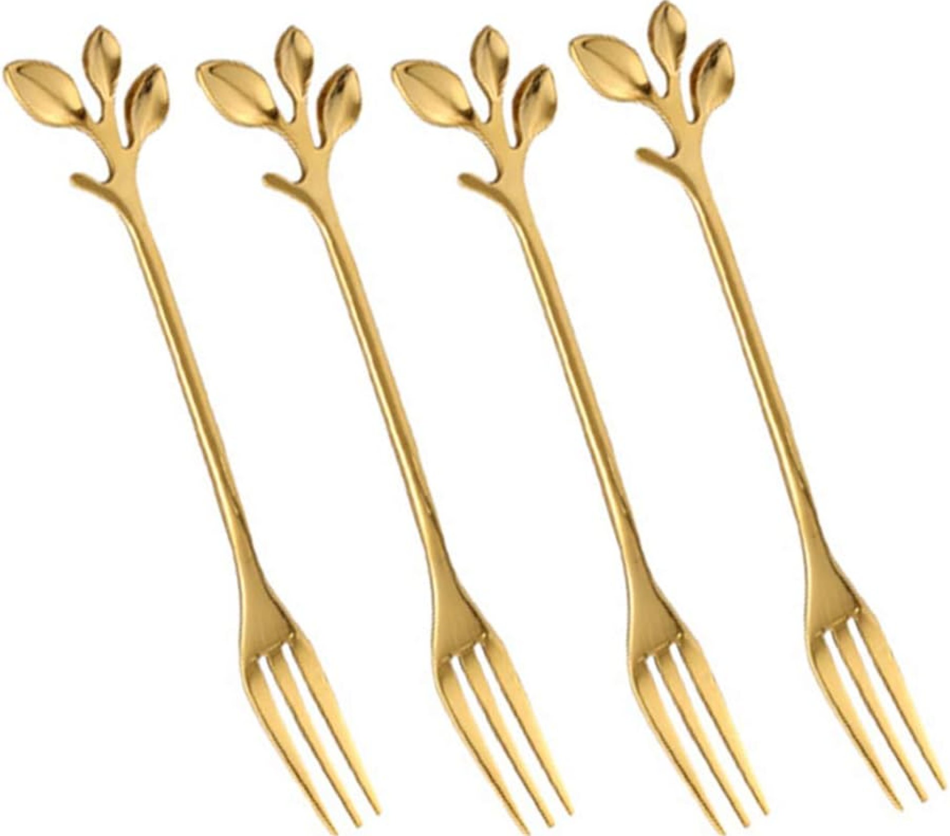 Appetizer Cake Fruit Forks Set of 4,Gold Leaf Cocktail Picks 4.7 Inches Tasting Dessert Forks Kitchen Accent Wedding ceremony Social gathering (4 Forks-Gold) Appetizer Cake Fruit Forks Set of 4,Gold Leaf Cocktail Picks 4.7 Inches Tasting Dessert Forks Kitchen Accent Wedding ceremony Social gathering (4 Forks-Gold)