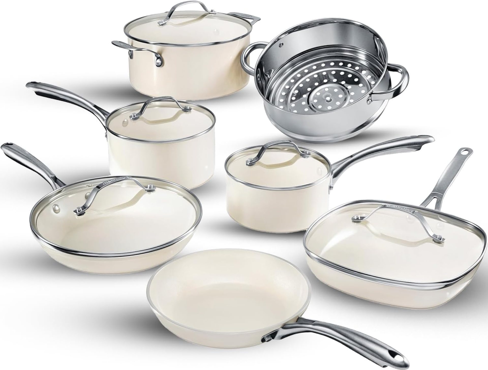GOTHAM STEEL 12 Laptop Ceramic Cookware Set Nonstick, Pots and Pans Set Non Stick for Kitchen with Frying Pan, Sauce Pan, Pots and Pans for Cooking, Non Poisonous Cookware Units, Oven and Dishwasher Protected GOTHAM STEEL 12 Laptop Ceramic Cookware Set Nonstick, Pots and Pans Set Non Stick for Kitchen with Frying Pan, Sauce Pan, Pots and Pans for Cooking, Non Poisonous Cookware Units, Oven and Dishwasher Protected