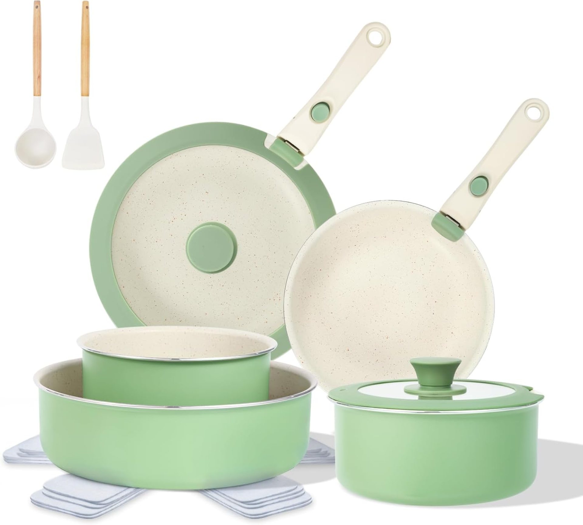 Pots and Pans Set Non Stick, 16pcs Granite Cookware Set, Removable Deal with Pots and Pans, Nonstick Induction Cookware with Detachable Deal with, Oven Secure RV Cooking Set, Inexperienced Pots and Pans Set Non Stick, 16pcs Granite Cookware Set, Removable Deal with Pots and Pans, Nonstick Induction Cookware with Detachable Deal with, Oven Secure RV Cooking Set, Inexperienced