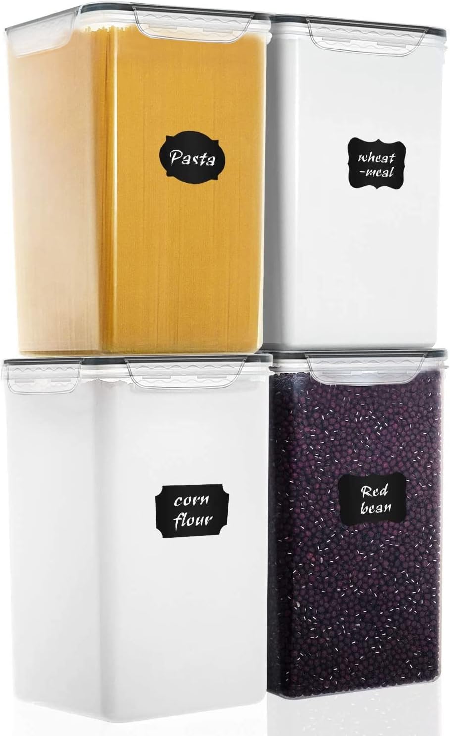 M MCIRCO Additional Massive 7qt / 6.5L/220oz Tall Meals Storage Containers, WIDE & DEEP, 4-Piece Plastic Hermetic Kitchen Pantry Storage Containers for Flour, Sugar, with 4 Measuring Cups,20 Labels M MCIRCO Additional Massive 7qt / 6.5L/220oz Tall Meals Storage Containers, WIDE & DEEP, 4-Piece Plastic Hermetic Kitchen Pantry Storage Containers for Flour, Sugar, with 4 Measuring Cups,20 Labels