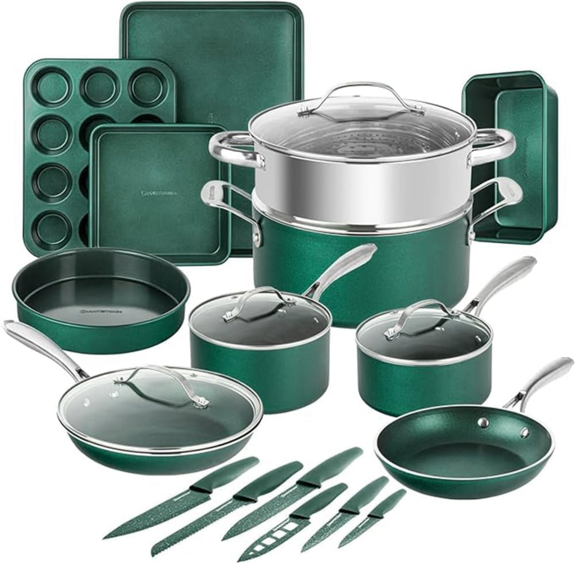 Granitestone 21 Laptop Kitchen Pots and Pans Set Non Stick, Kitchen Cookware Units, Pot and Pan Set, Nonstick Cookware Set, Diamond Coated Non Stick Pots and Pan Set, Dishwasher Protected – Inexperienced Granitestone 21 Laptop Kitchen Pots and Pans Set Non Stick, Kitchen Cookware Units, Pot and Pan Set, Nonstick Cookware Set, Diamond Coated Non Stick Pots and Pan Set, Dishwasher Protected – Inexperienced