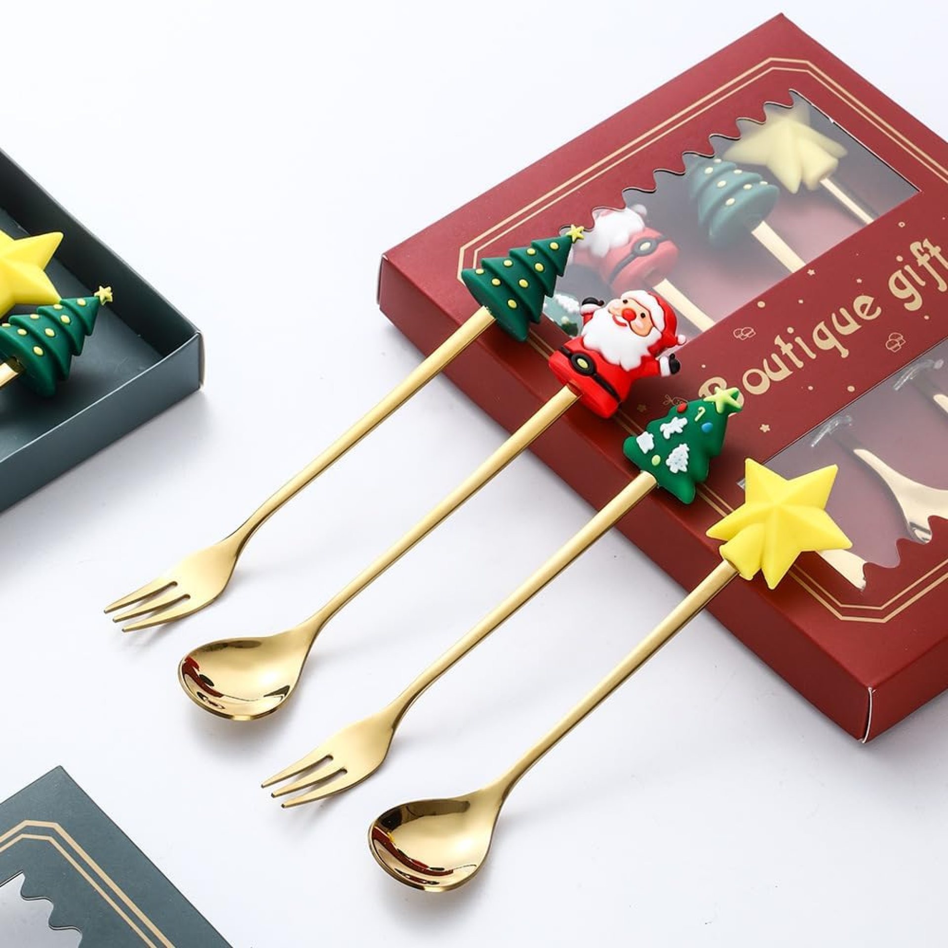 Christmas Stainless Metal Spoons Forks Xmas Tree Santa Star Dessert Spoons Forks Stirring Spoons Espresso Bar Equipment with Crimson Reward Field for Christmas Dinner Tableware Espresso Tea Soup Ice Cream Christmas Stainless Metal Spoons Forks Xmas Tree Santa Star Dessert Spoons Forks Stirring Spoons Espresso Bar Equipment with Crimson Reward Field for Christmas Dinner Tableware Espresso Tea Soup Ice Cream