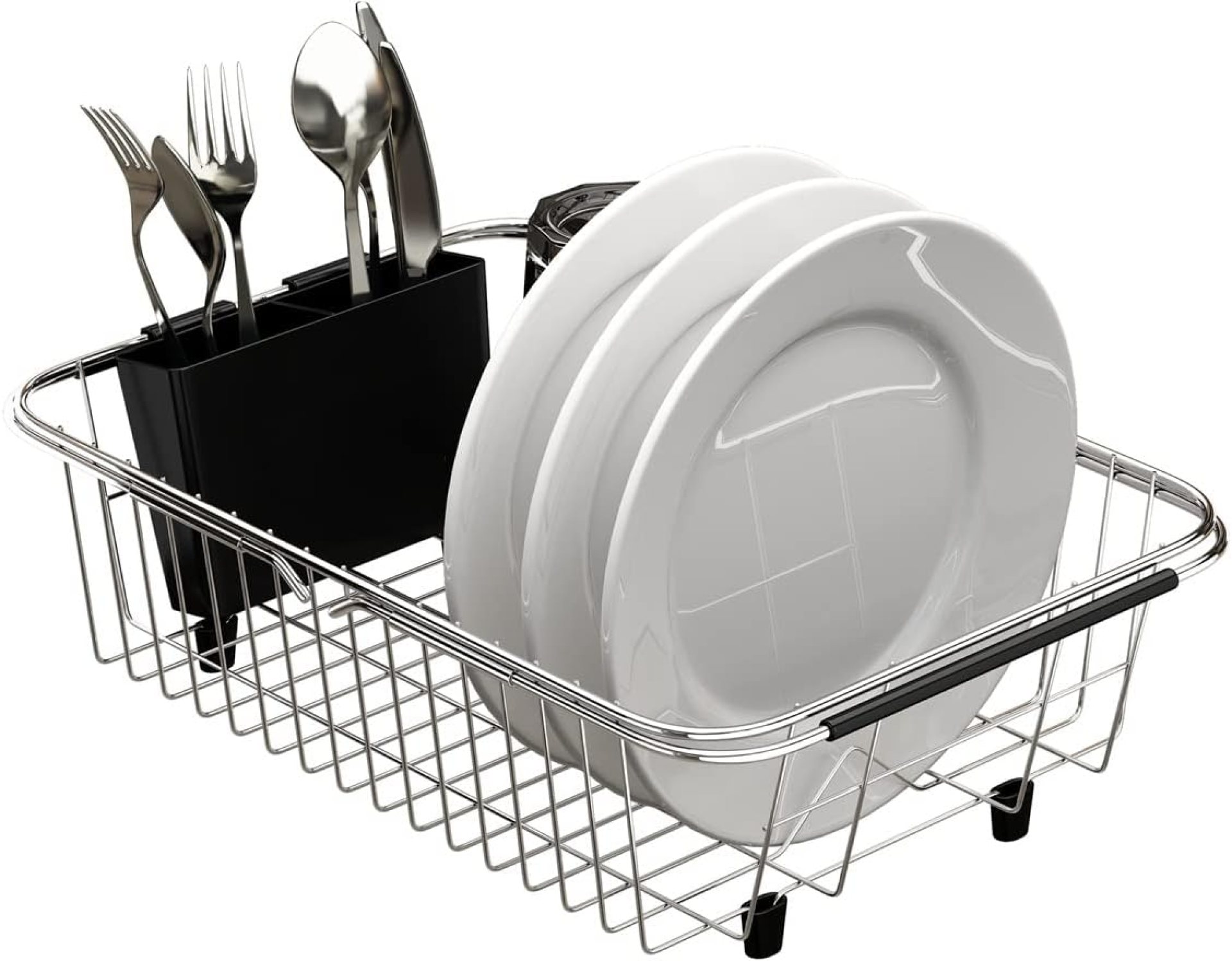 Adjustable Over Sink Dish Rack Stainless Metal Dish Drying Rack On Counter or in Sink, Rustproof Adjustable Over Sink Dish Rack Stainless Metal Dish Drying Rack On Counter or in Sink, Rustproof
