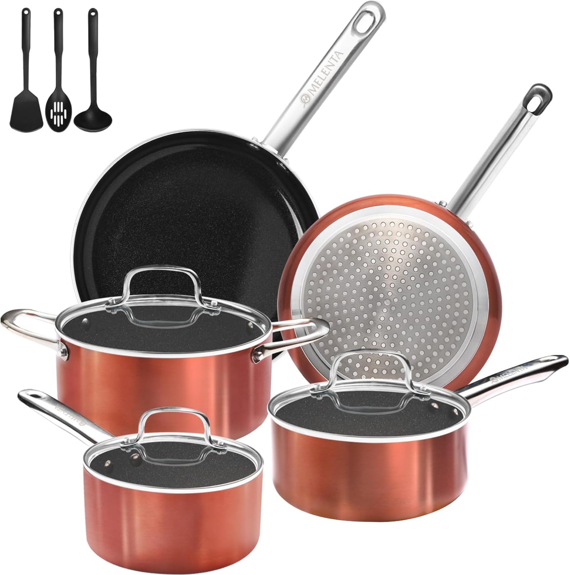 Pots and Pans Set Non Stick, 11pcs Ceramic Cookware Set, Non Poisonous Induction Kitchen Cookware Units, Nonstick Cooking Set with Oven Protected Deal with, 100% PFOA Free, Copper Pots and Pans Set Non Stick, 11pcs Ceramic Cookware Set, Non Poisonous Induction Kitchen Cookware Units, Nonstick Cooking Set with Oven Protected Deal with, 100% PFOA Free, Copper