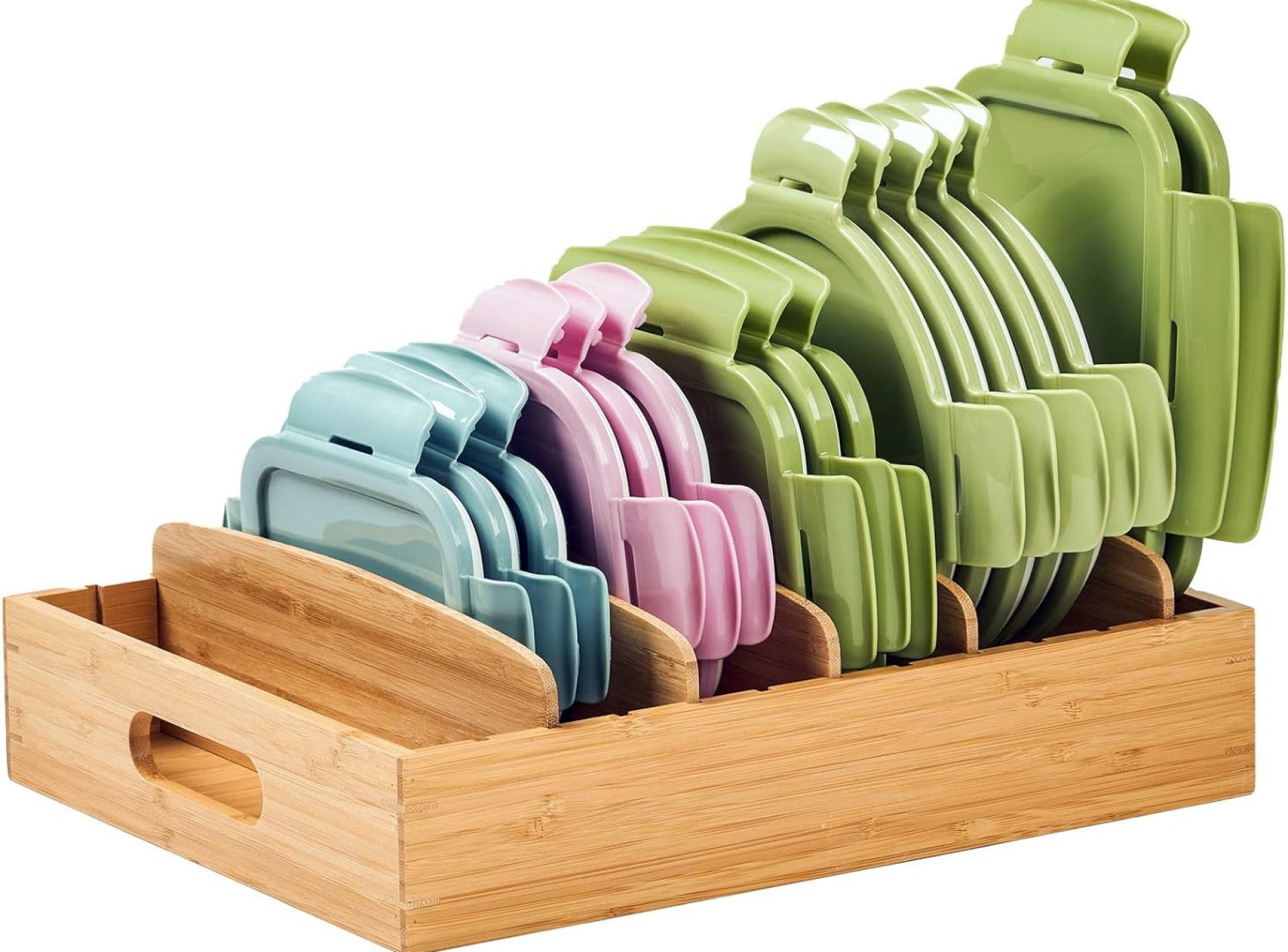 Umilife Kitchen Cupboard Organizer for Meals Storage Container Lids, with Adjustable Dividers, Bamboo Drawer Caddy, Field for Kitchen Storage And Group Umilife Kitchen Cupboard Organizer for Meals Storage Container Lids, with Adjustable Dividers, Bamboo Drawer Caddy, Field for Kitchen Storage And Group