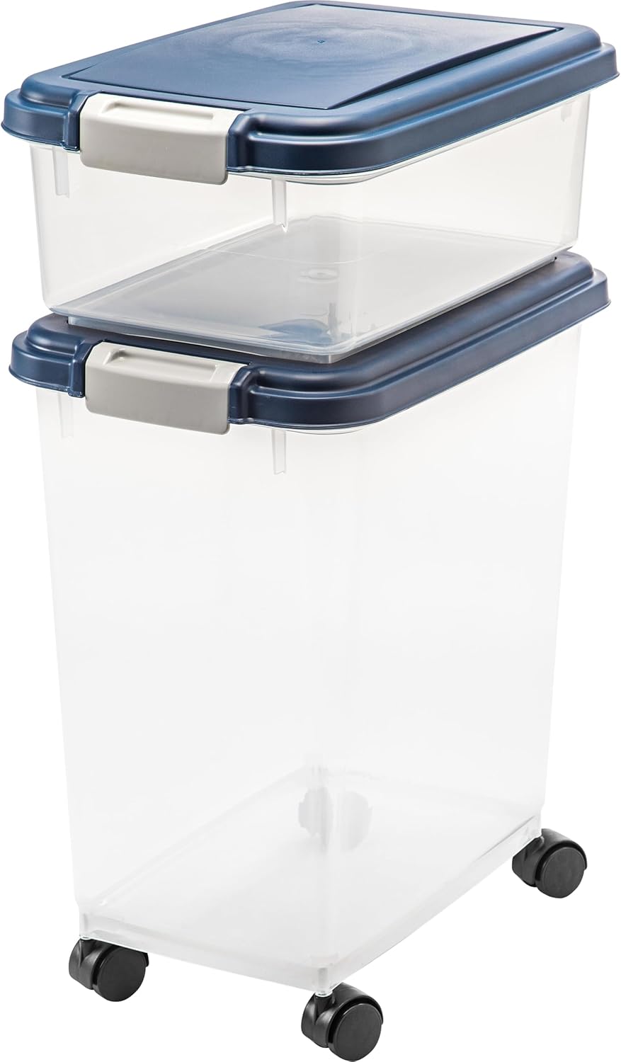 IRIS USA 30 lbs & 11 lbs Combo Hermetic Canine Meals Storage Container, Stackable Deal with Field, Wheels, Preserve Recent, Straightforward Mobility, Navy IRIS USA 30 lbs & 11 lbs Combo Hermetic Canine Meals Storage Container, Stackable Deal with Field, Wheels, Preserve Recent, Straightforward Mobility, Navy