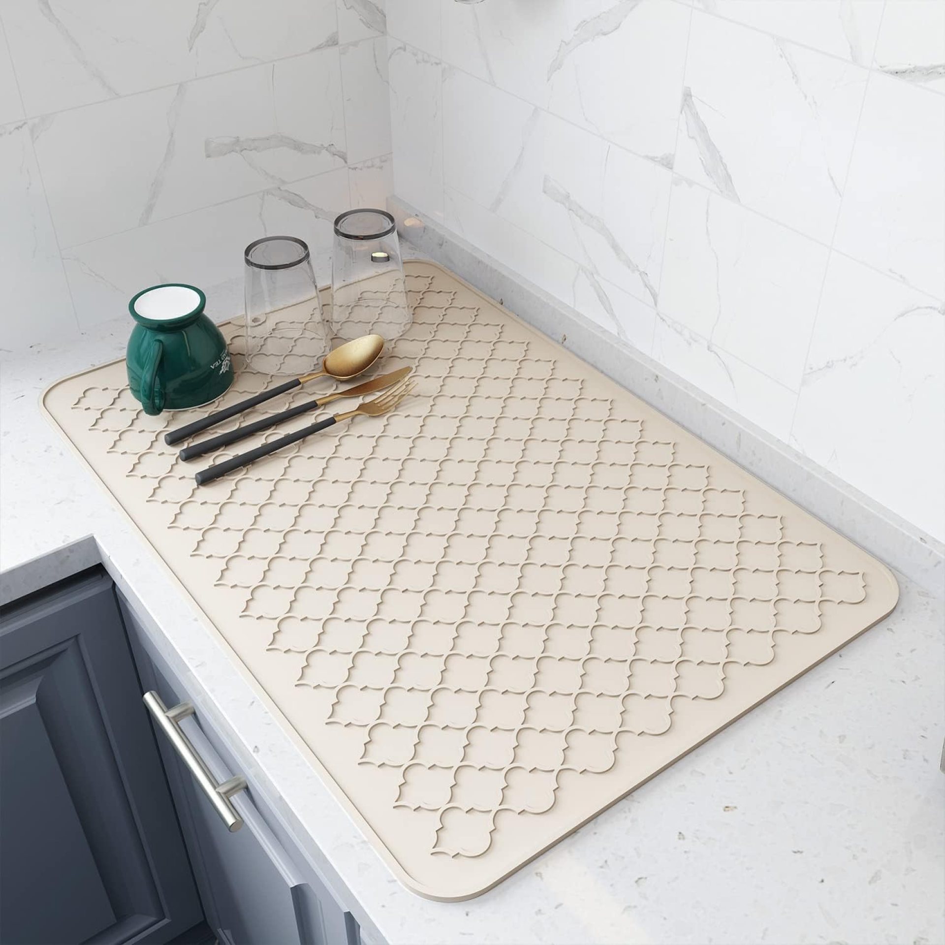 AMOAMI-Dish Drying Mats for Kitchen Counter-Silicone Dish Drying Mat-Kitchen Dish Drying Pad Warmth Resistant Mat-Kitchen Devices Kitchen Equipment Kitchen Small Home equipment (16″ x 24″, BEIGE) AMOAMI-Dish Drying Mats for Kitchen Counter-Silicone Dish Drying Mat-Kitchen Dish Drying Pad Warmth Resistant Mat-Kitchen Devices Kitchen Equipment Kitchen Small Home equipment (16″ x 24″, BEIGE)