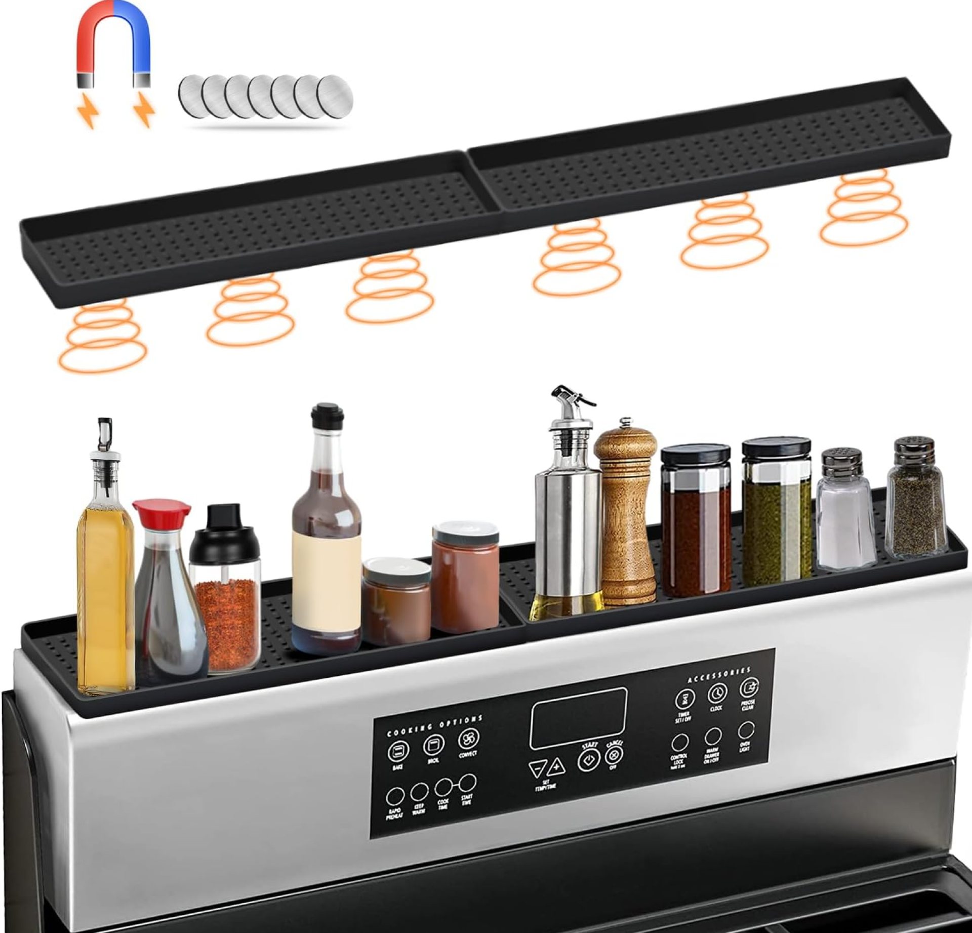 30 Inch Silicone Magnetic Range Prime Shelf, Kitchen Shelf Over Range Spice Rack House Should Haves Kitchen Devices for Above Stovetop Seasoning Group and Storage with 2 Useful Prtitions 30 Inch Silicone Magnetic Range Prime Shelf, Kitchen Shelf Over Range Spice Rack House Should Haves Kitchen Devices for Above Stovetop Seasoning Group and Storage with 2 Useful Prtitions