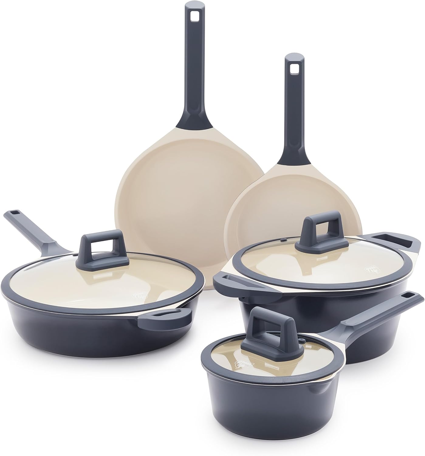 GreenLife Arte 8 Piece Ceramic Nonstick Cookware Pots and Pans Set, Induction Appropriate, PFOA & PFAS Free, Keep-Cool Handles, Glass Lids, Inventory Saucepans & Frying Pans, Dishwasher Secure, Graphite GreenLife Arte 8 Piece Ceramic Nonstick Cookware Pots and Pans Set, Induction Appropriate, PFOA & PFAS Free, Keep-Cool Handles, Glass Lids, Inventory Saucepans & Frying Pans, Dishwasher Secure, Graphite