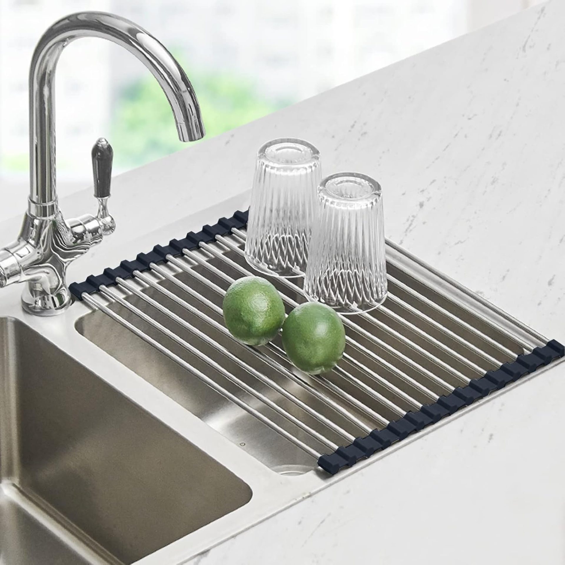Seropy Roll Up Dish Drying Rack Over The Sink Drying Rack for Kitchen Counter, Folding Dish Rack Over Sink Mat, Stainless Metal Dish Drainer Sink Rack Kitchen Sink Organizer Equipment 17.5″x13.7″ Seropy Roll Up Dish Drying Rack Over The Sink Drying Rack for Kitchen Counter, Folding Dish Rack Over Sink Mat, Stainless Metal Dish Drainer Sink Rack Kitchen Sink Organizer Equipment 17.5″x13.7″