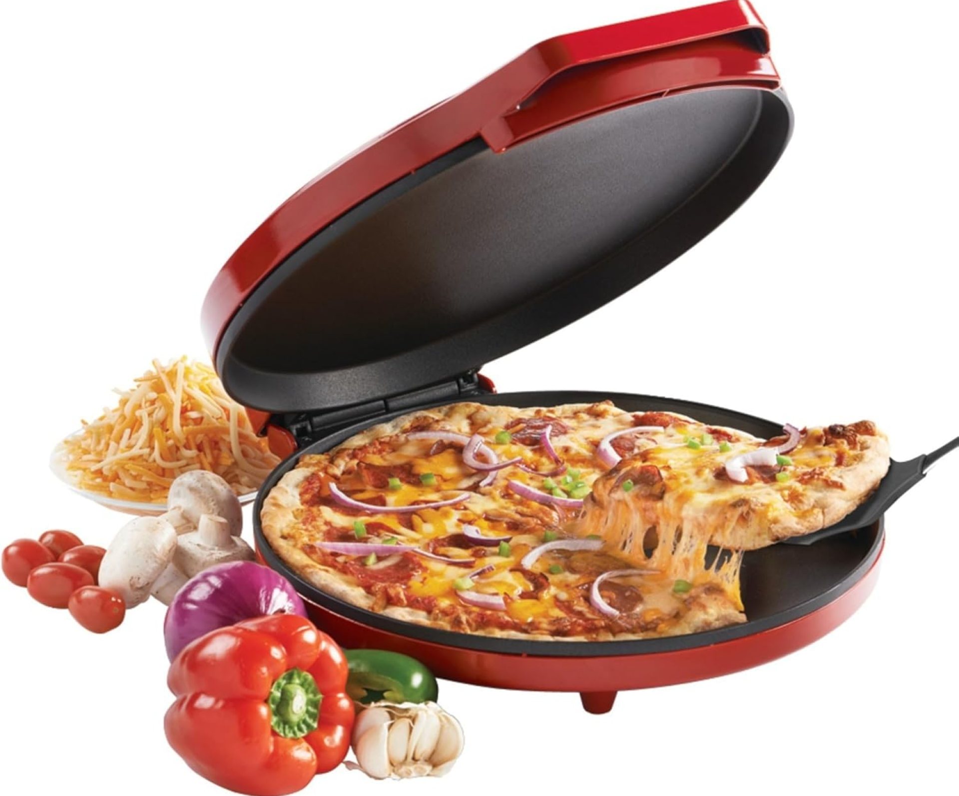 Betty Crocker Countertop Pizza Maker, 1440-Watt Pizza Maker Machine for Dwelling, BC-2958CR Betty Crocker Countertop Pizza Maker, 1440-Watt Pizza Maker Machine for Dwelling, BC-2958CR