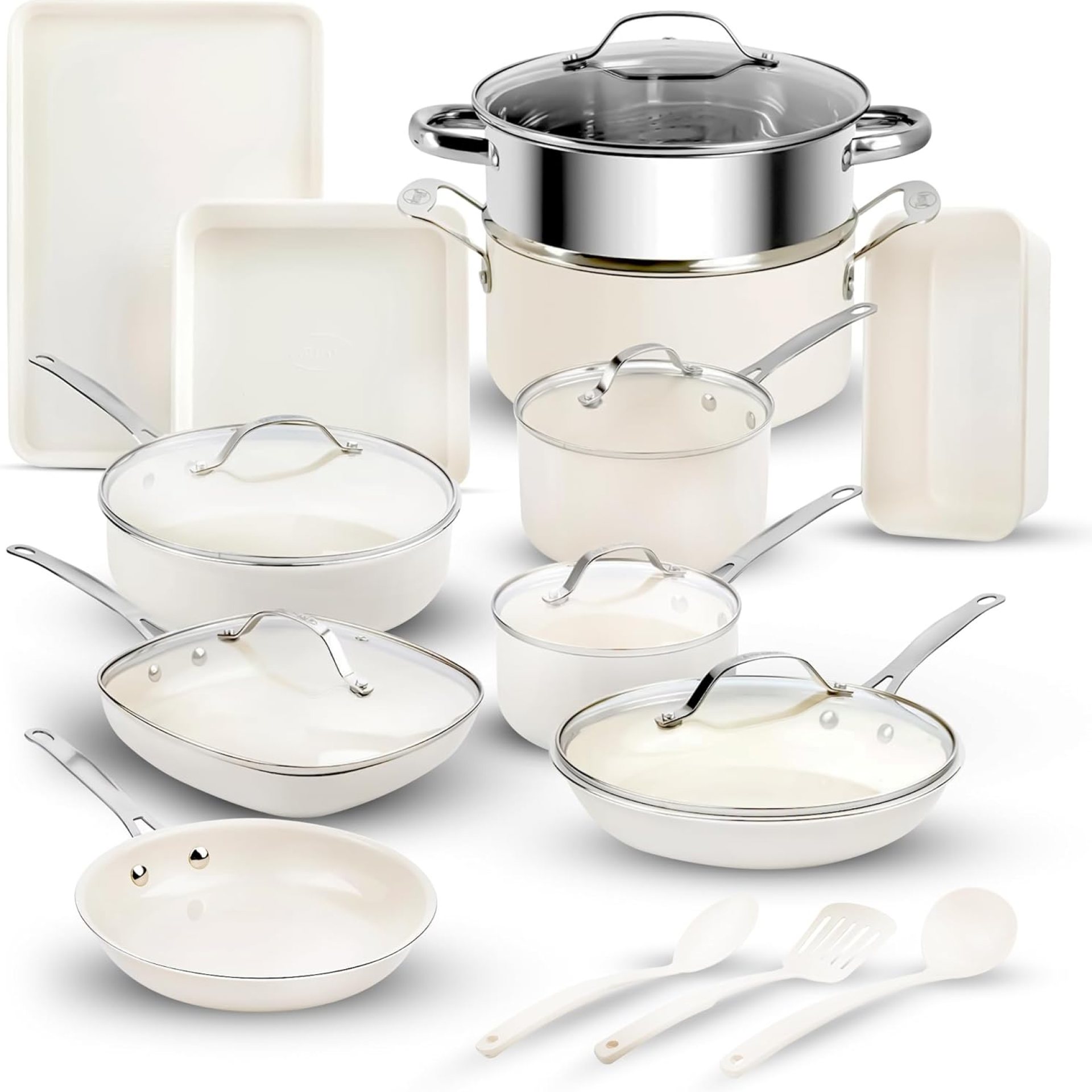 GOTHAM STEEL 20 Laptop Ceramic Cookware Set Nonstick, Pots and Pans Set Non Stick for Kitchen with Bakeware and Utensils, Pots and Pans for Cooking, Non Poisonous Cookware Units, Oven & Dishwasher Protected GOTHAM STEEL 20 Laptop Ceramic Cookware Set Nonstick, Pots and Pans Set Non Stick for Kitchen with Bakeware and Utensils, Pots and Pans for Cooking, Non Poisonous Cookware Units, Oven & Dishwasher Protected