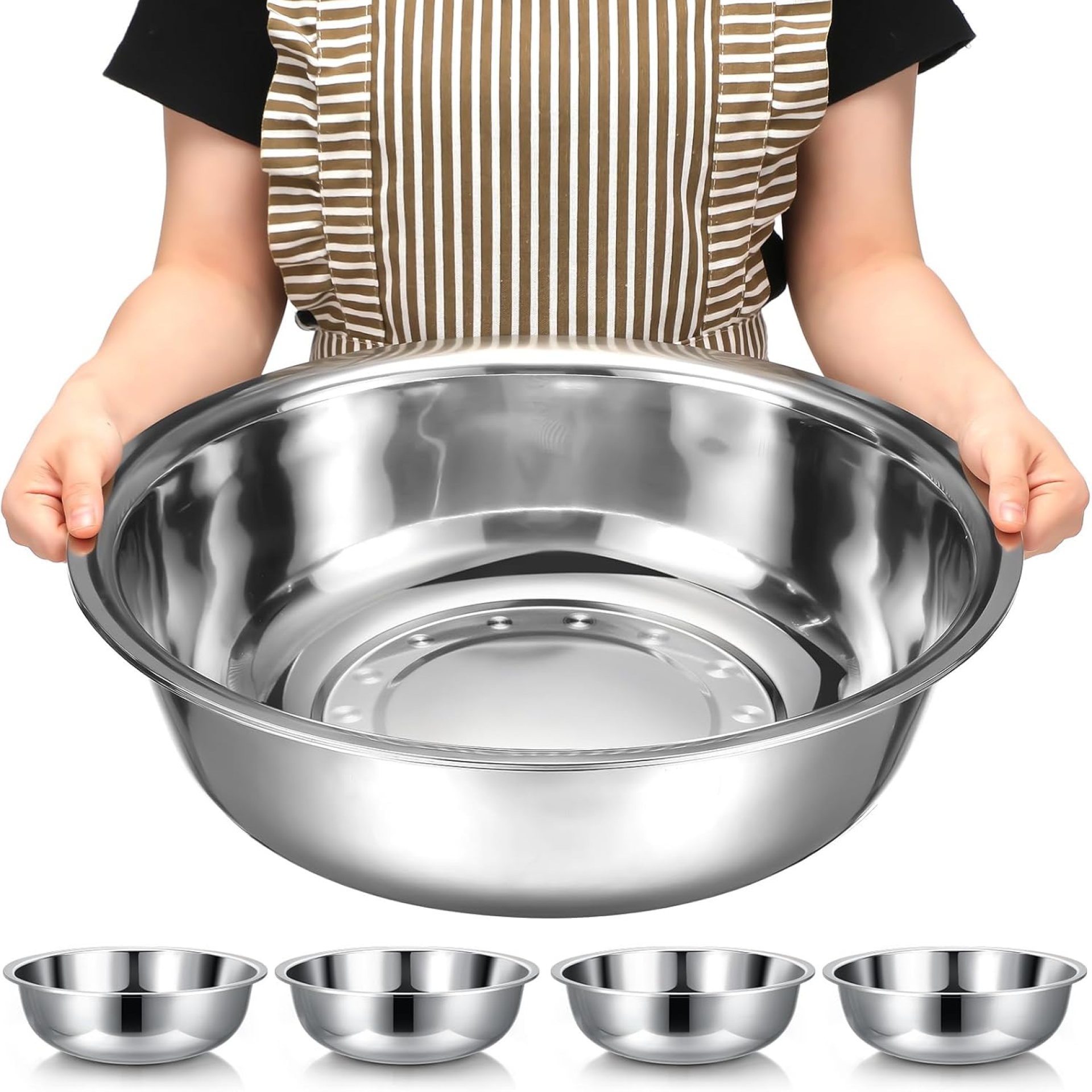 Nuogo 4 Pcs Stainless Metal Mixing Bowls Metallic Mixing Bowls Further Giant Basin Salad Basin Deeper Edge Dishwasher Secure Mirror End for Dwelling and Industrial, Silver (18 Inch 16 Qt) Nuogo 4 Pcs Stainless Metal Mixing Bowls Metallic Mixing Bowls Further Giant Basin Salad Basin Deeper Edge Dishwasher Secure Mirror End for Dwelling and Industrial, Silver (18 Inch 16 Qt)