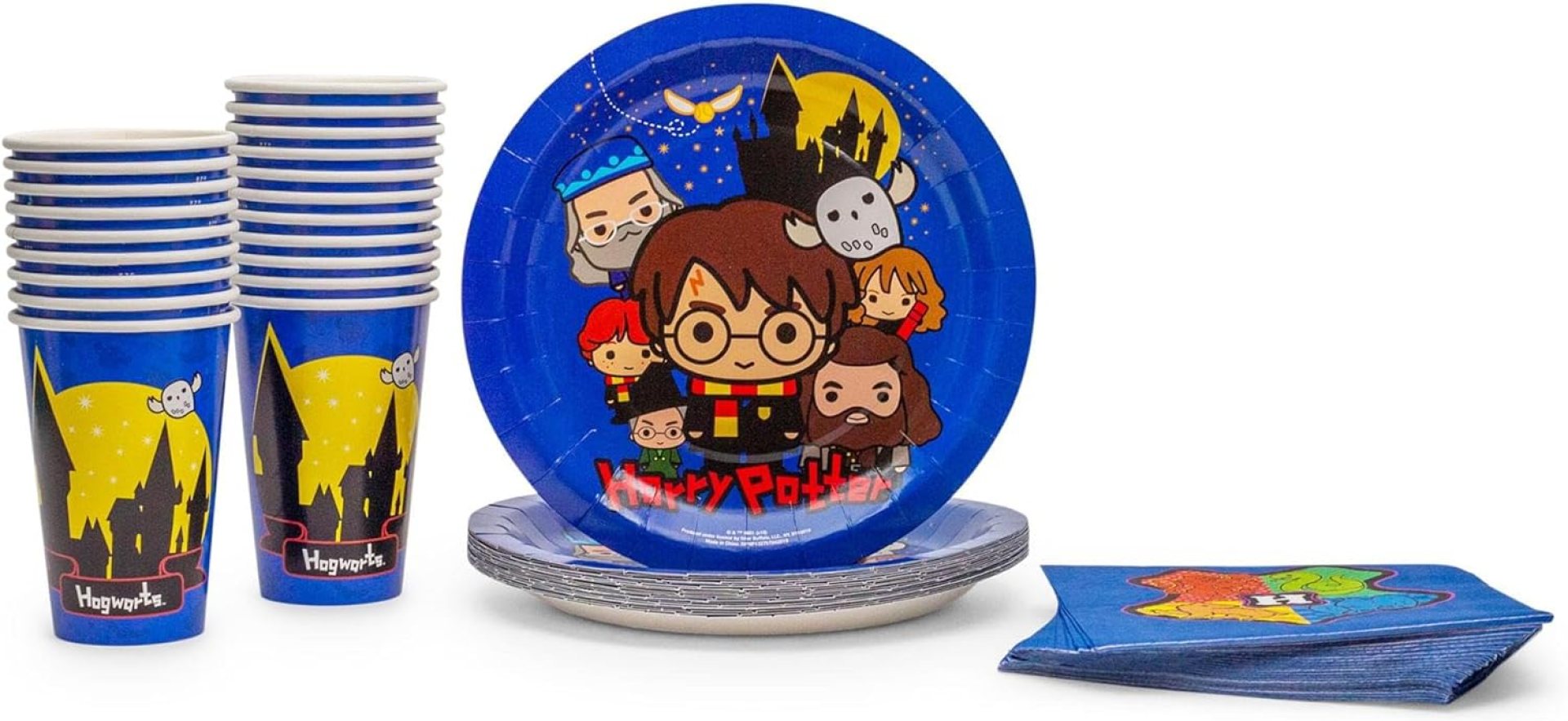 Silver Buffalo Harry Potter Animated Chibi Tableware, Paper Plates Cups Napkins Social gathering Pack Set, 60 Piece Silver Buffalo Harry Potter Animated Chibi Tableware, Paper Plates Cups Napkins Social gathering Pack Set, 60 Piece