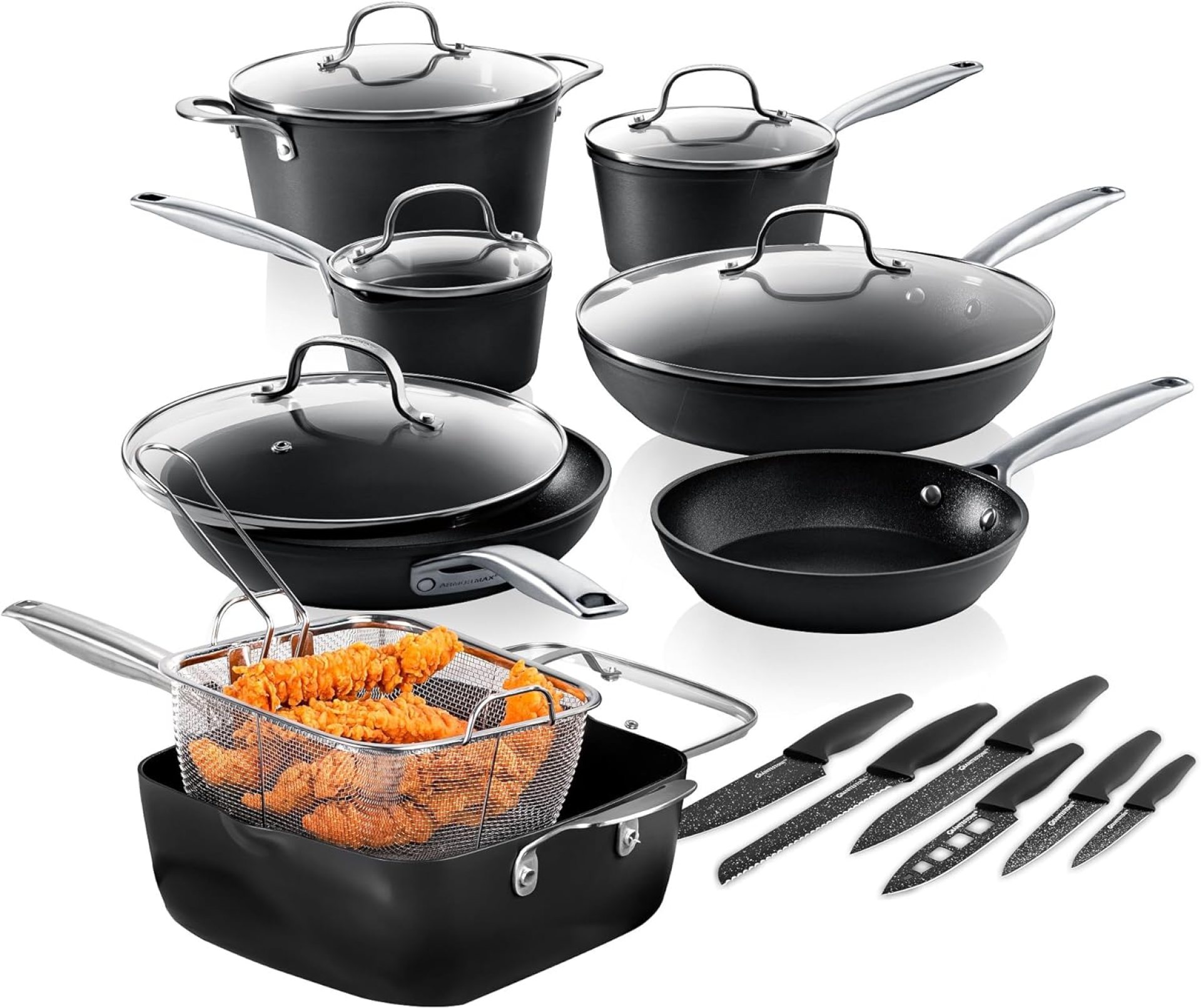 GRANITESTONE 20 Laptop Arduous Anodized Induction Cookware Units, Kitchen Pots and Pans Set Non Stick, Anodized Kitchen Cookware Units, Nonstick Cookware Set, Non Stick Pots and Pan Set, Oven & Dishwasher Secure GRANITESTONE 20 Laptop Arduous Anodized Induction Cookware Units, Kitchen Pots and Pans Set Non Stick, Anodized Kitchen Cookware Units, Nonstick Cookware Set, Non Stick Pots and Pan Set, Oven & Dishwasher Secure
